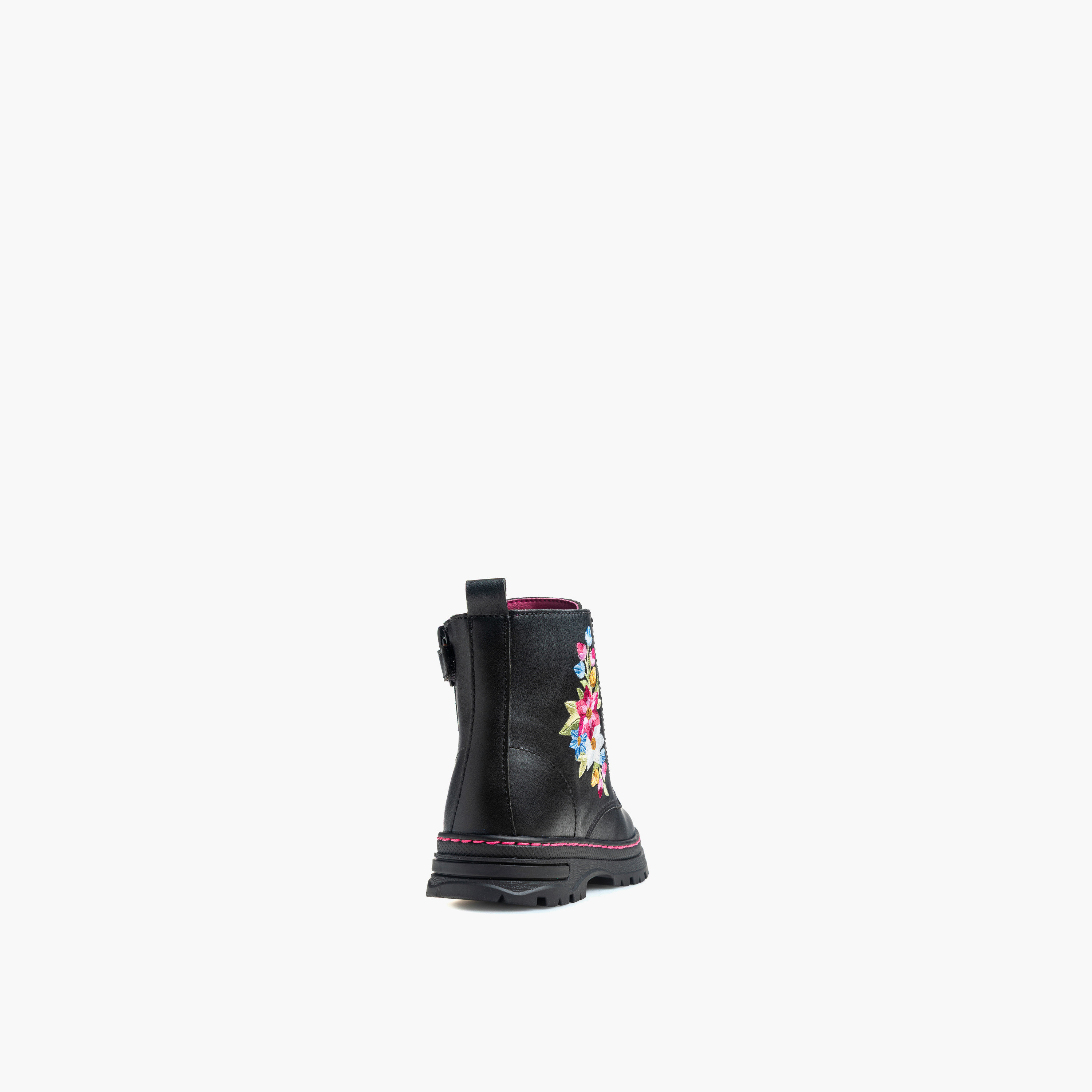 Pablosky Girls Floral Embroidered Lace-Up Boots-girls-shoes-boots-image-2