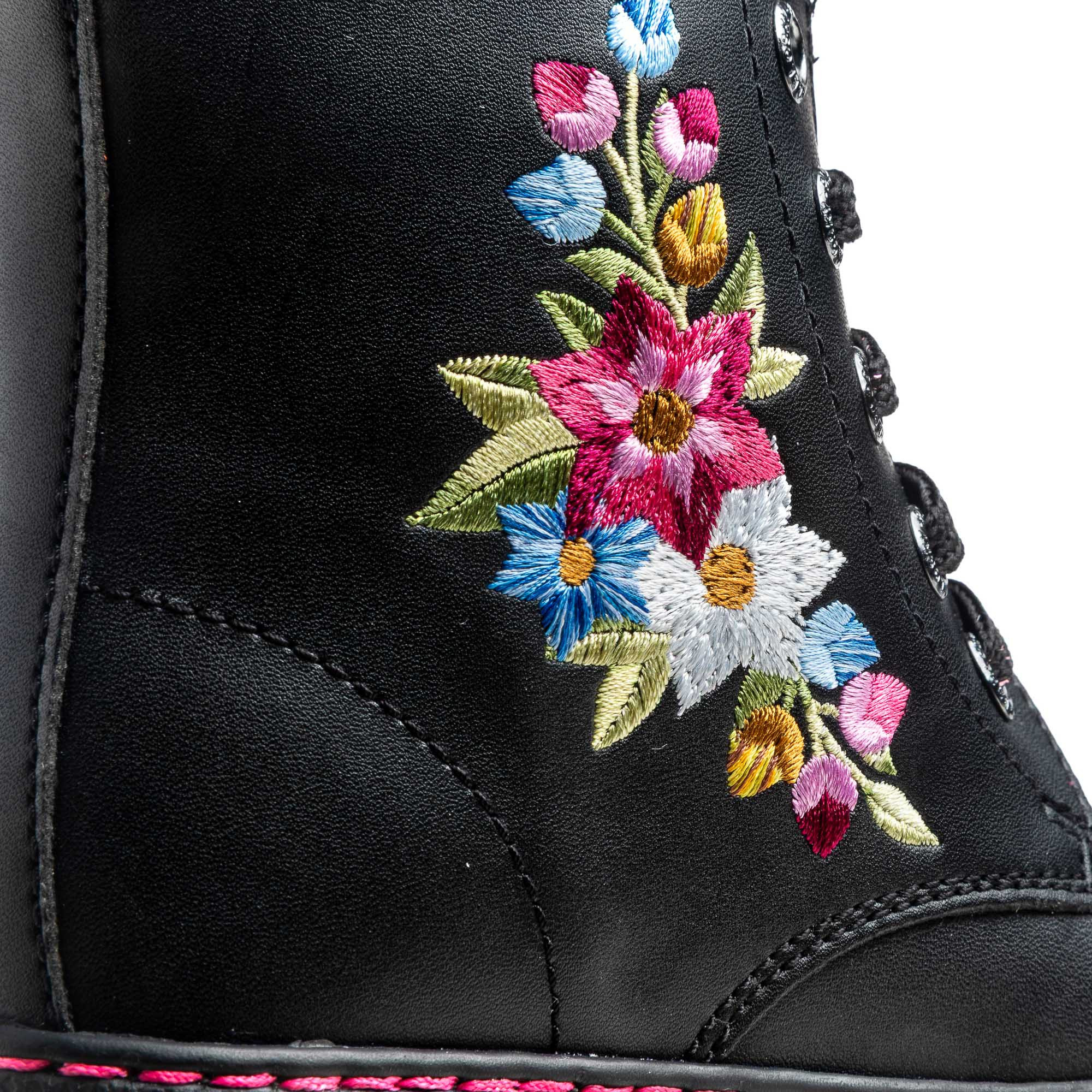 Pablosky Girls Floral Embroidered Lace-Up Boots-girls-shoes-boots-image-5