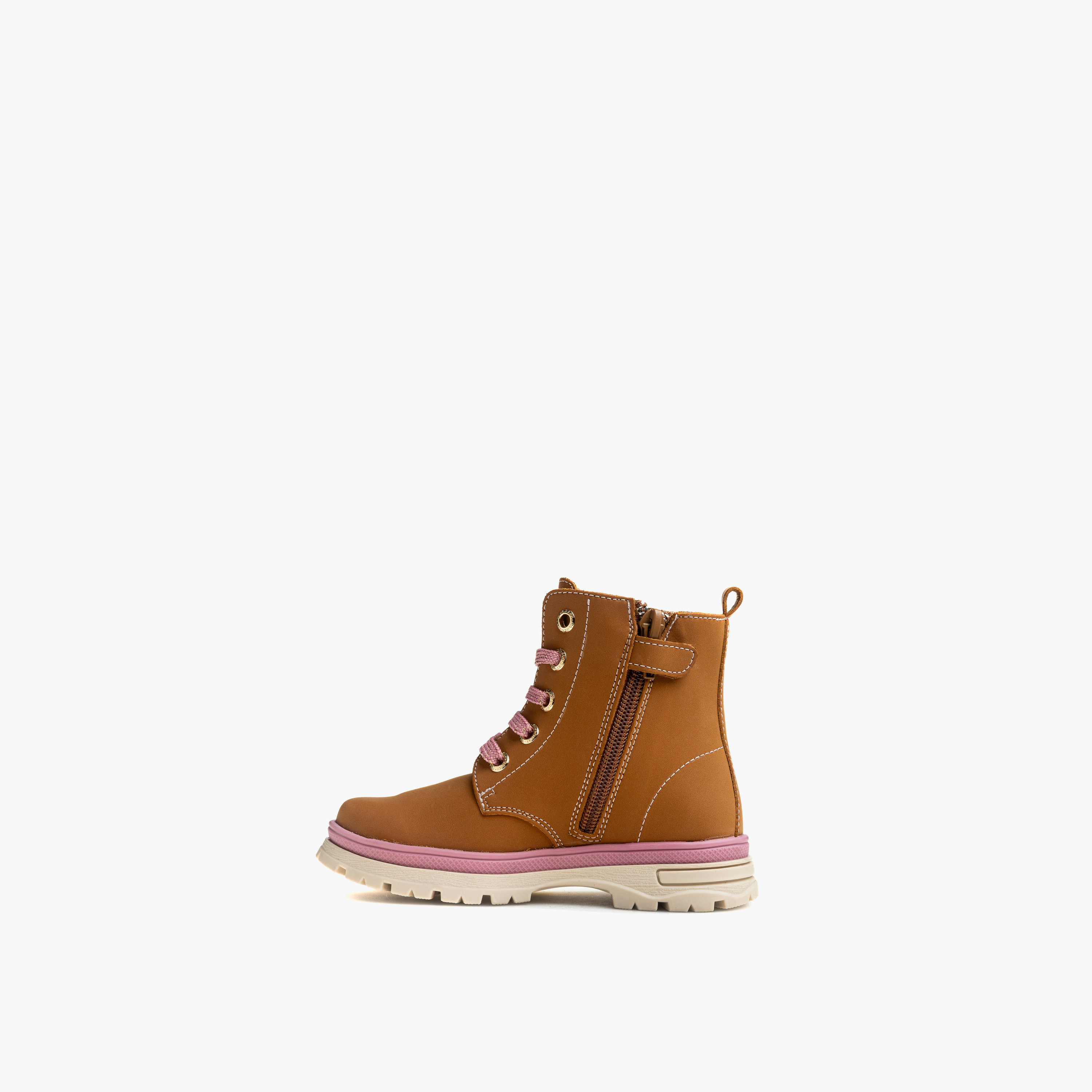 Pablosky Girls Floral Embroidered Lace-Up Boots-girls-shoes-boots-image-6