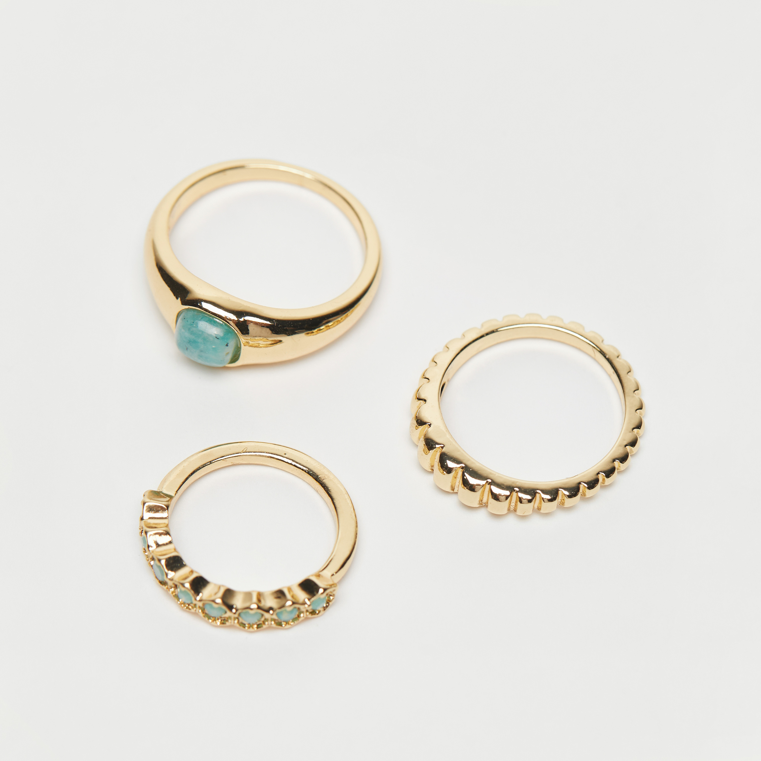 Set of 3 - Assorted Gold-Plated and Semi-Precious Stone Embellished Ring -women-watchesandjewellery-jewellery-rings-image-1