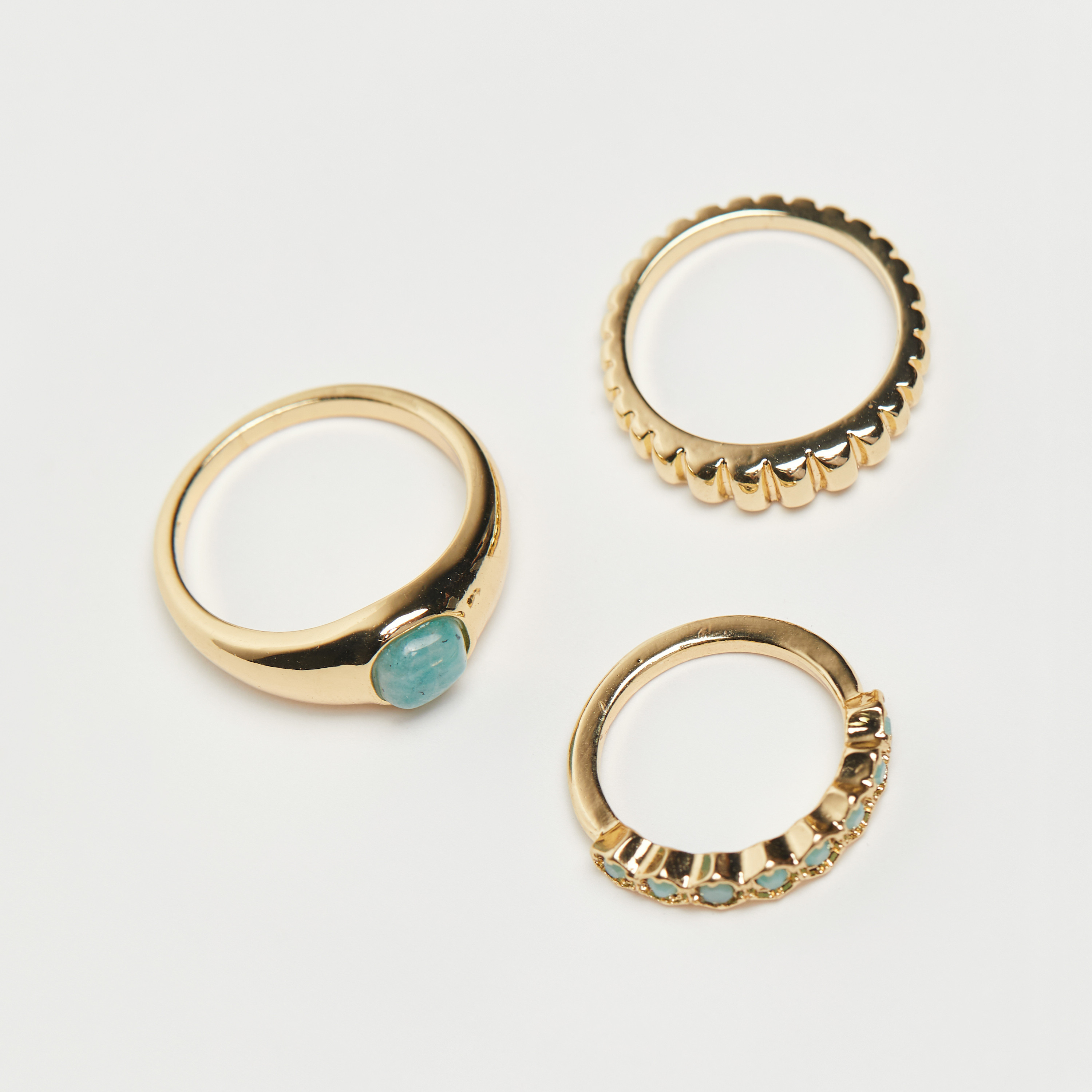 Set of 3 - Assorted Gold-Plated and Semi-Precious Stone Embellished Ring -women-watchesandjewellery-jewellery-rings-image-3