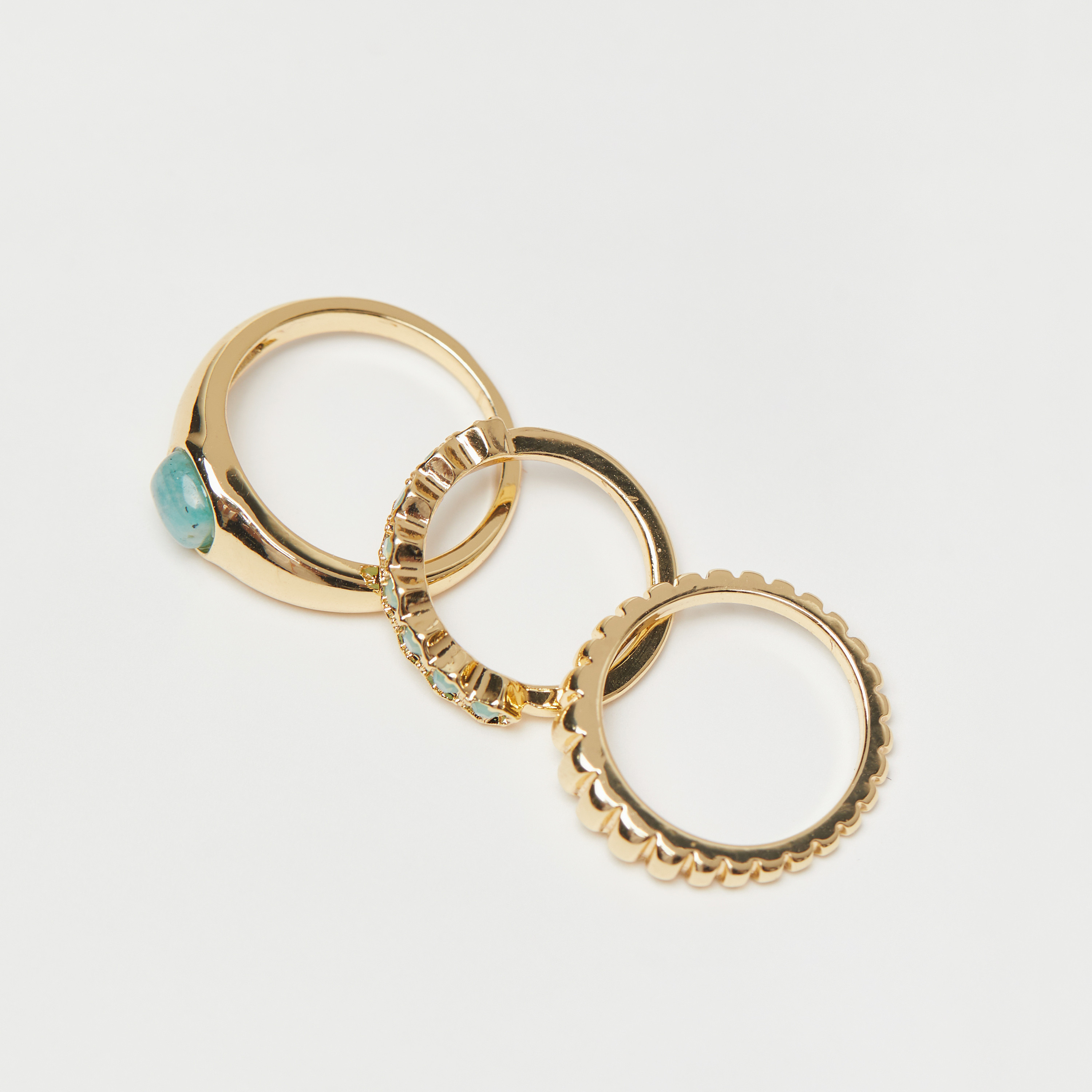 Set of 3 - Assorted Gold-Plated and Semi-Precious Stone Embellished Ring -women-watchesandjewellery-jewellery-rings-image-4