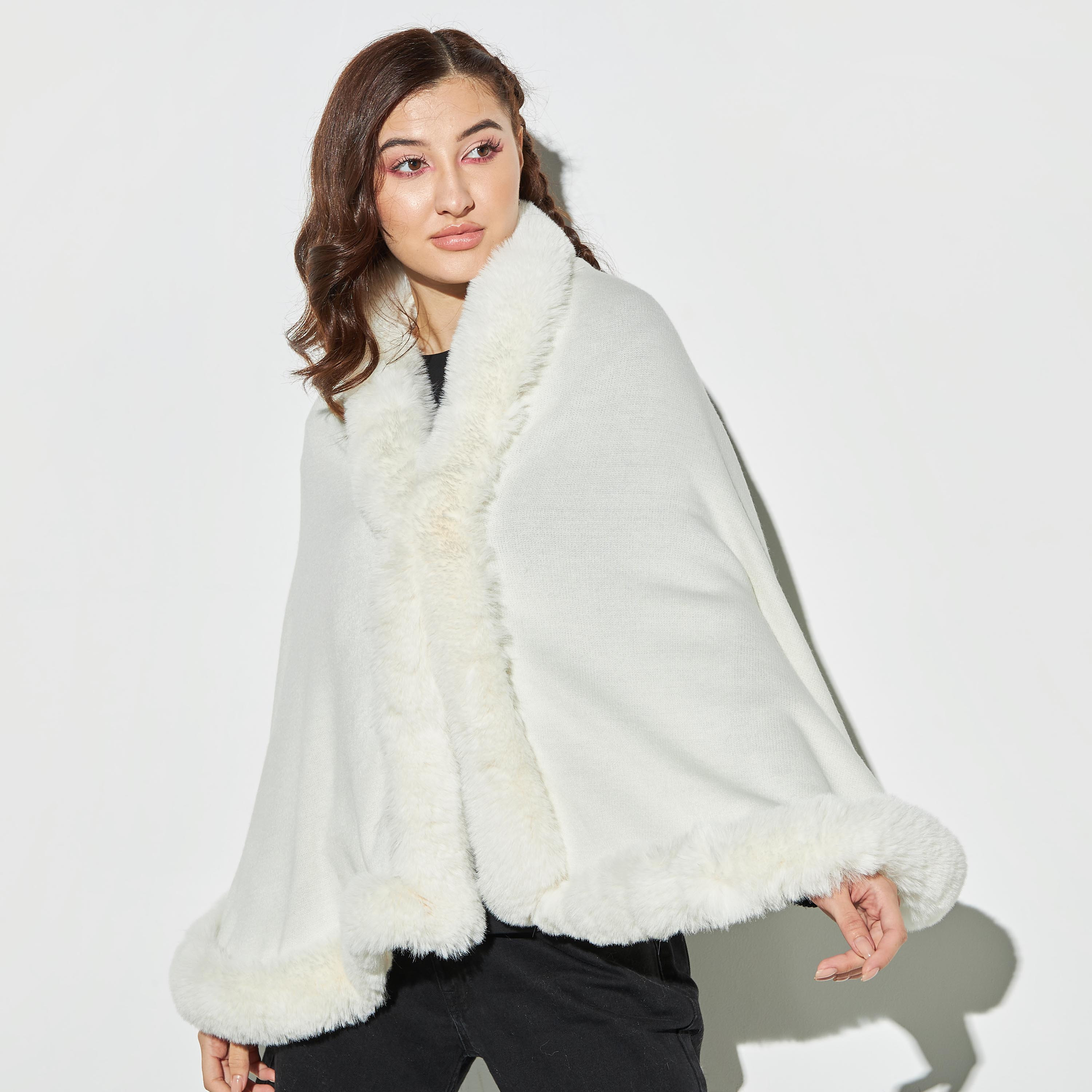 Faux fur outlet cape