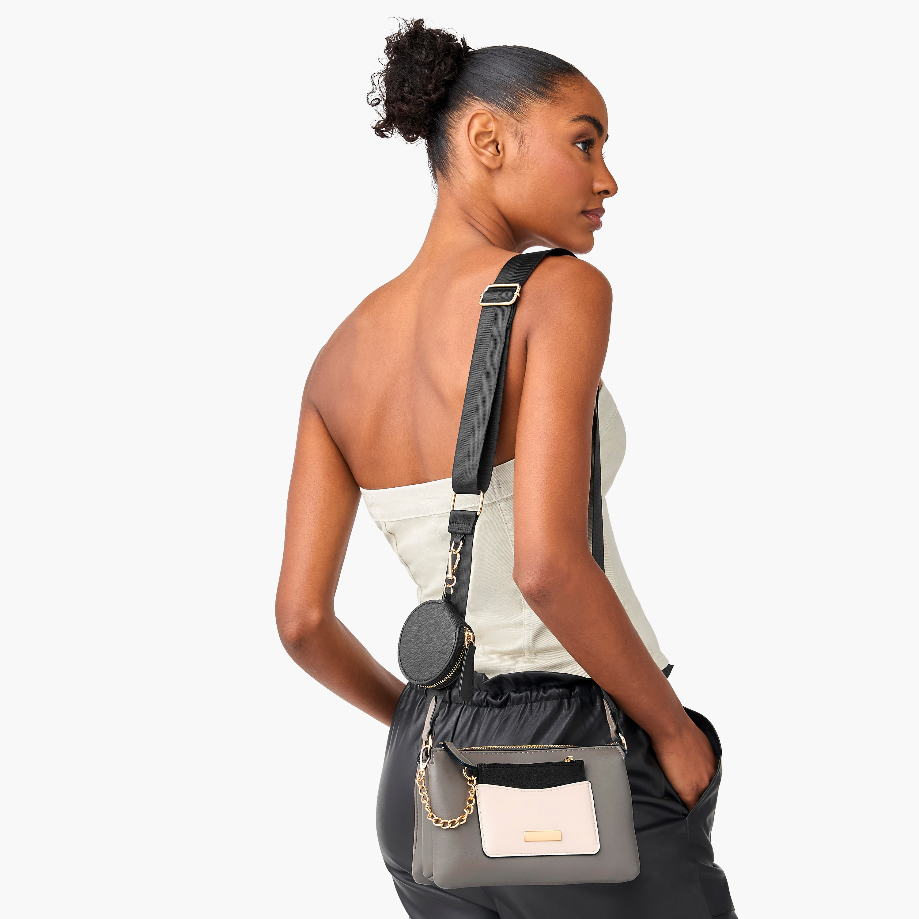 Panelled Crossbody Bag with Adjustable Strap and Detachable Pouch-women-bagsandwallets-handbags-image-2