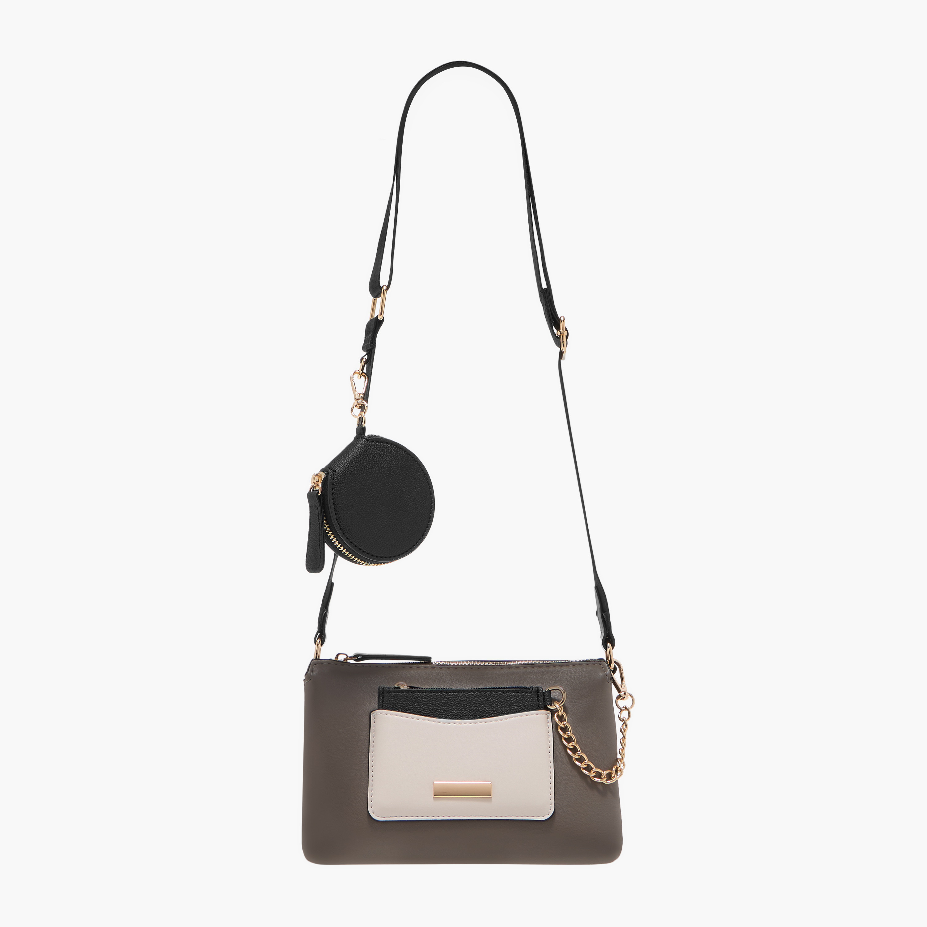 Panelled Crossbody Bag with Adjustable Strap and Detachable Pouch-women-bagsandwallets-handbags-image-3