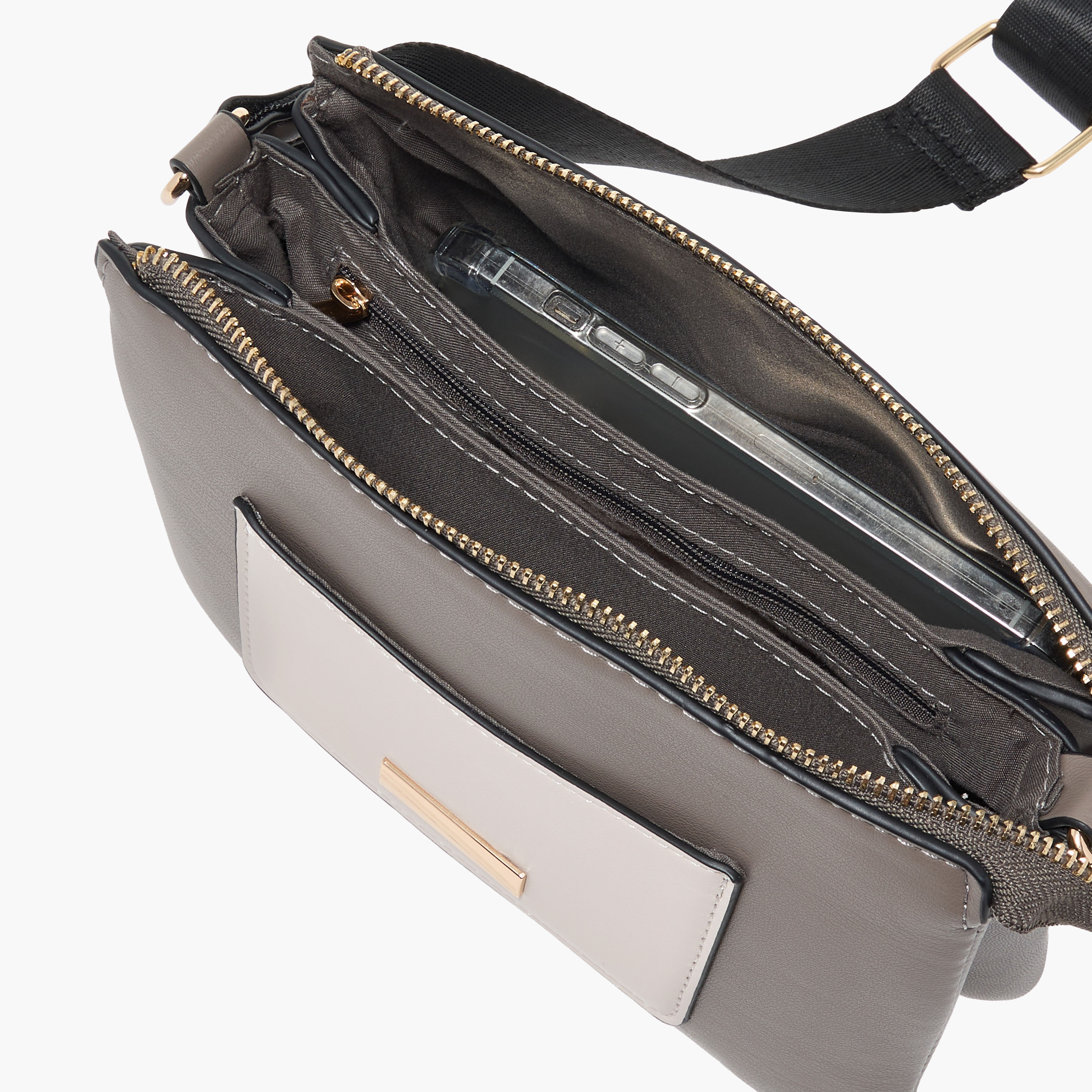 Panelled Crossbody Bag with Adjustable Strap and Detachable Pouch-women-bagsandwallets-handbags-image-9