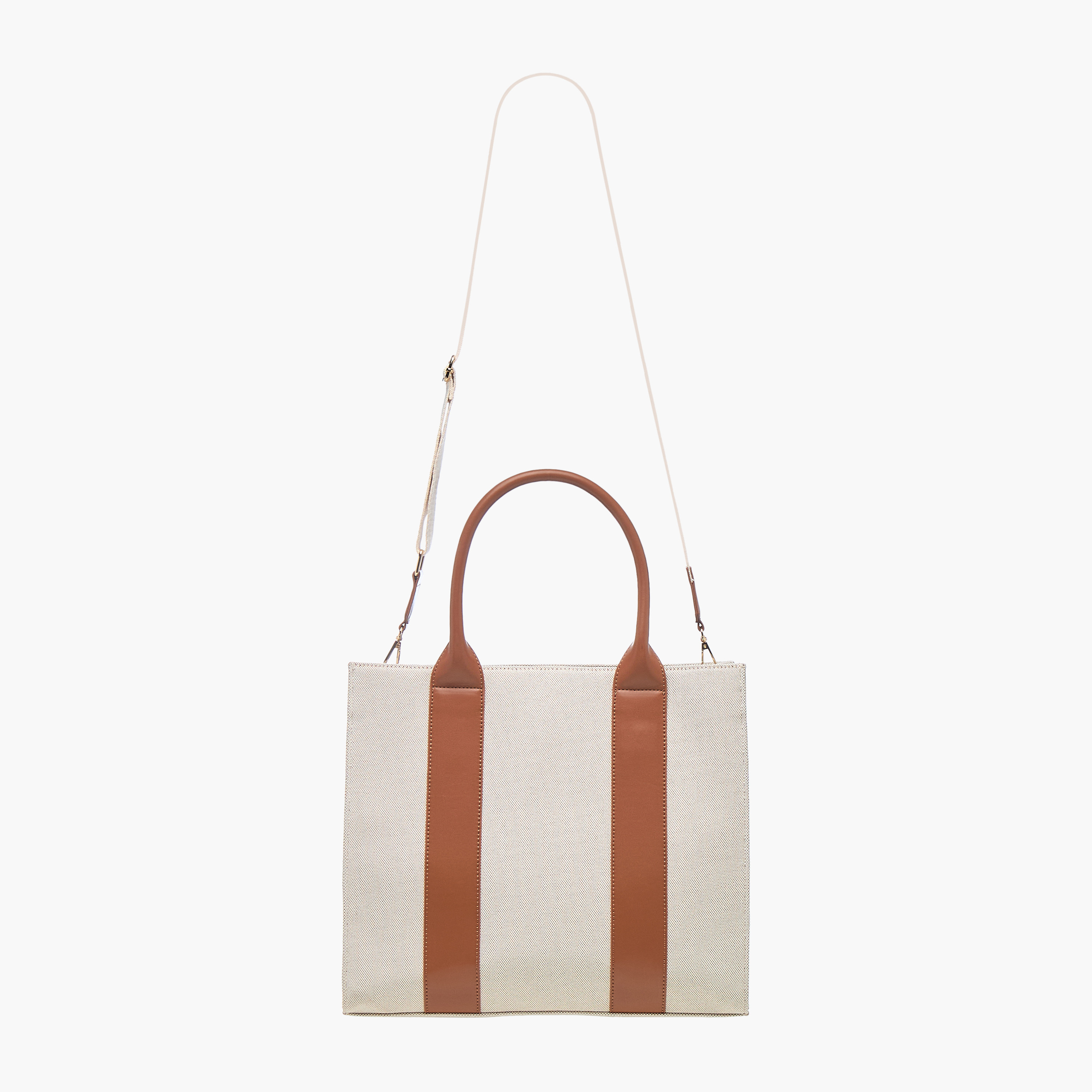 Textured Tote Bag with Handles and Detachable Strap-women-bagsandwallets-handbags-image-3