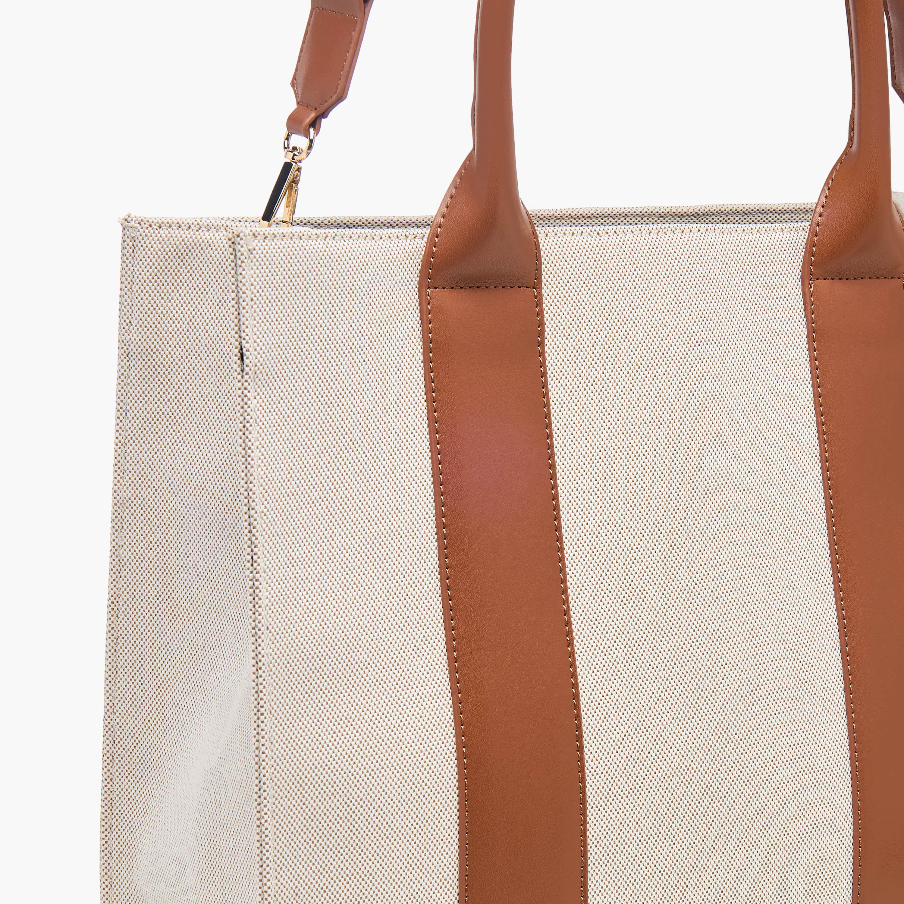 Textured Tote Bag with Handles and Detachable Strap-women-bagsandwallets-handbags-image-5