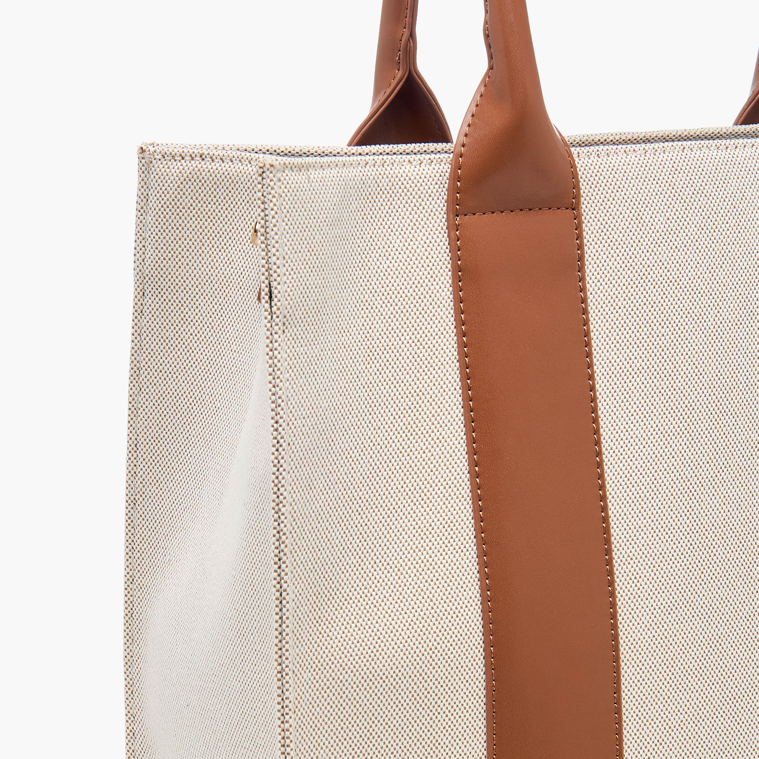 Textured Tote Bag with Handles and Detachable Strap-women-bagsandwallets-handbags-image-6