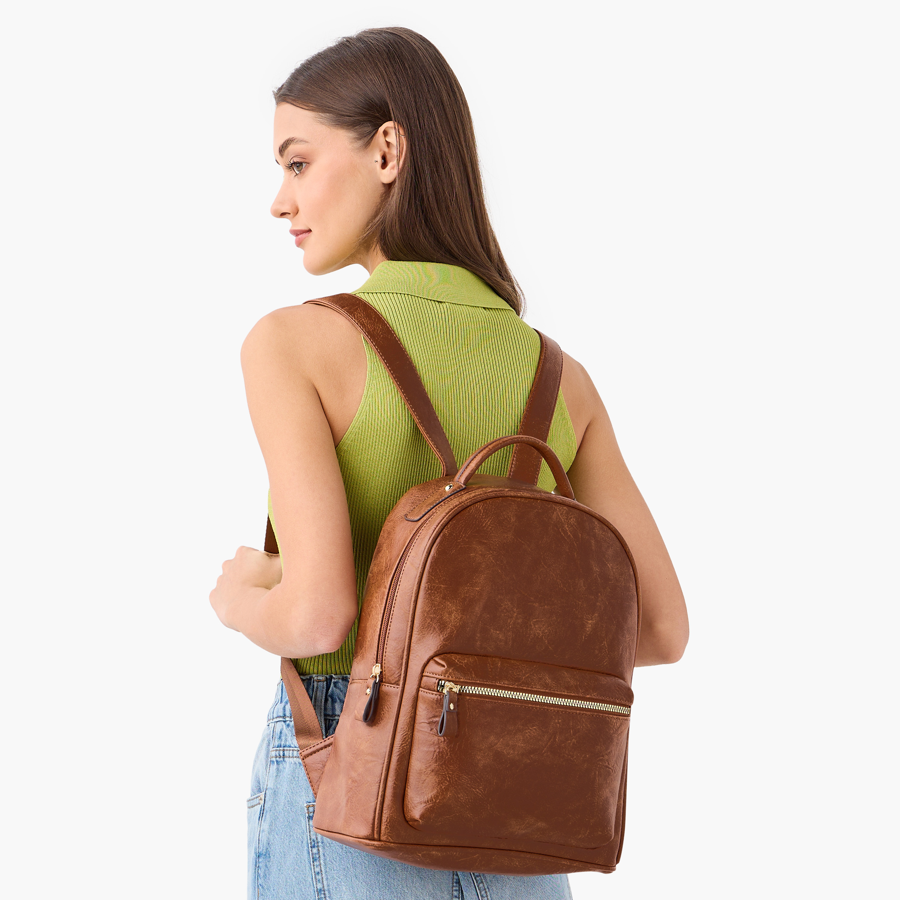 Textured Backpack with Adjustable Shoulder Straps and Zip Closure-women-bagsandwallets-backpacks-image-2