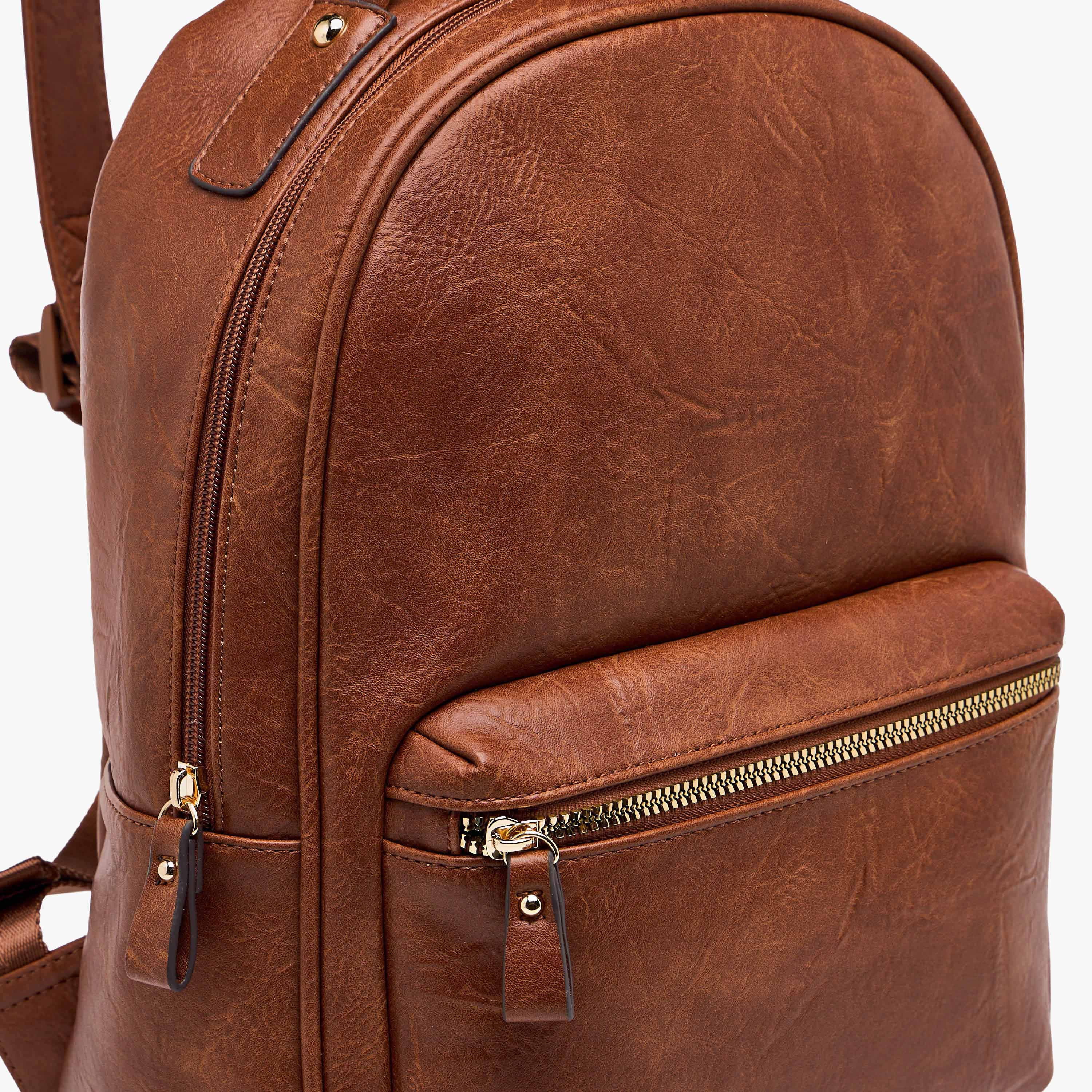 Textured Backpack with Adjustable Shoulder Straps and Zip Closure-women-bagsandwallets-backpacks-image-5