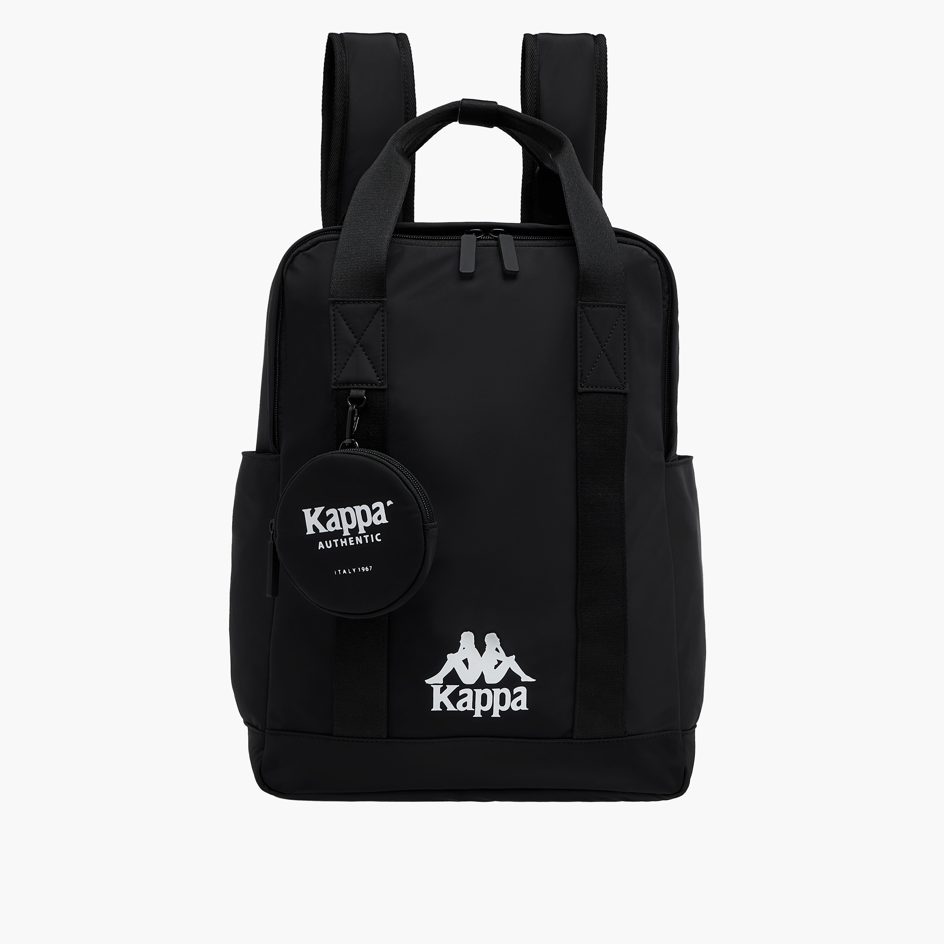 Kappa Logo Print Backpack with Adjustable Shoulder Straps and Pouch - 31.5x14x45 cm-women-bagsandwallets-backpacks-image-1