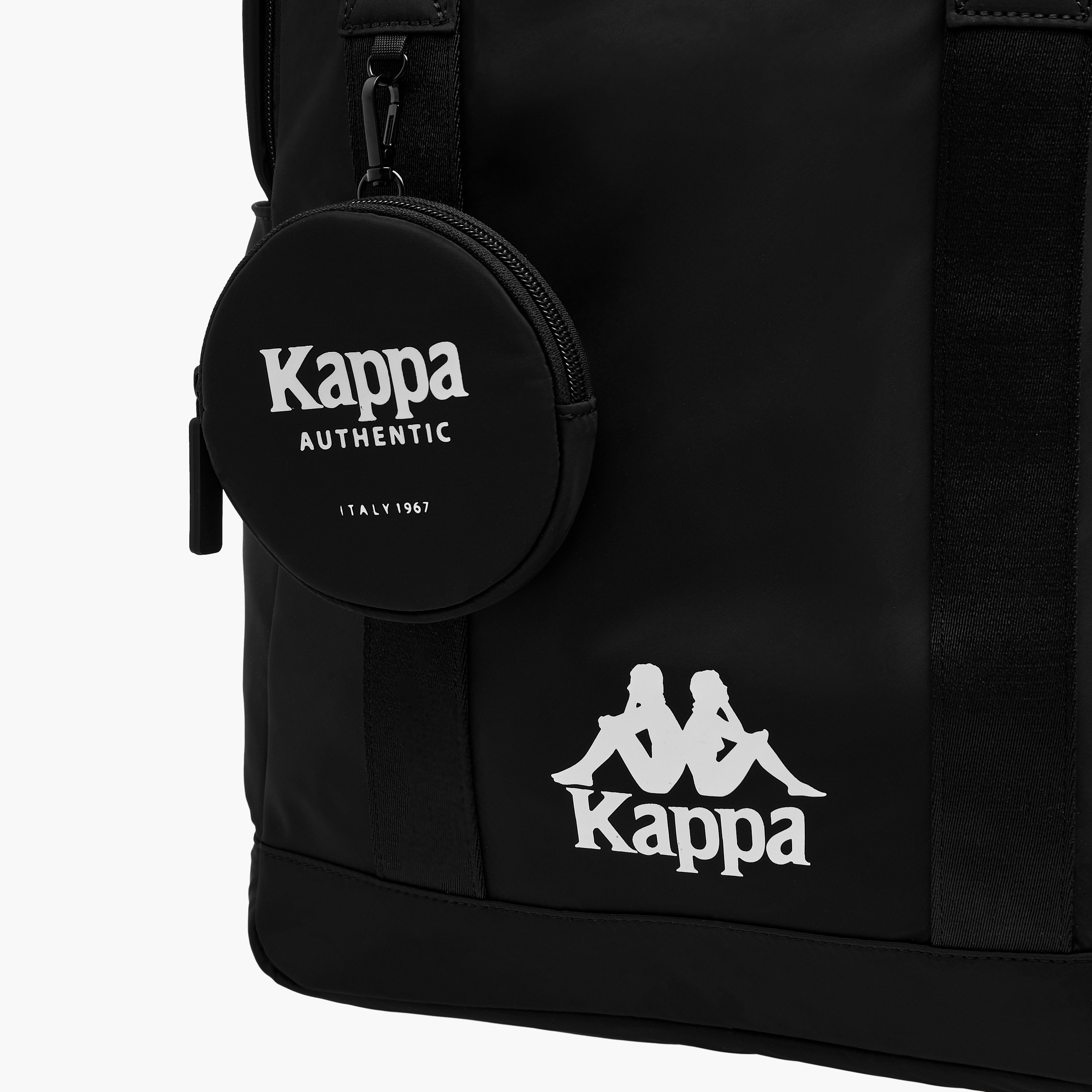 Kappa Logo Print Backpack with Adjustable Shoulder Straps and Pouch - 31.5x14x45 cm-women-bagsandwallets-backpacks-image-8
