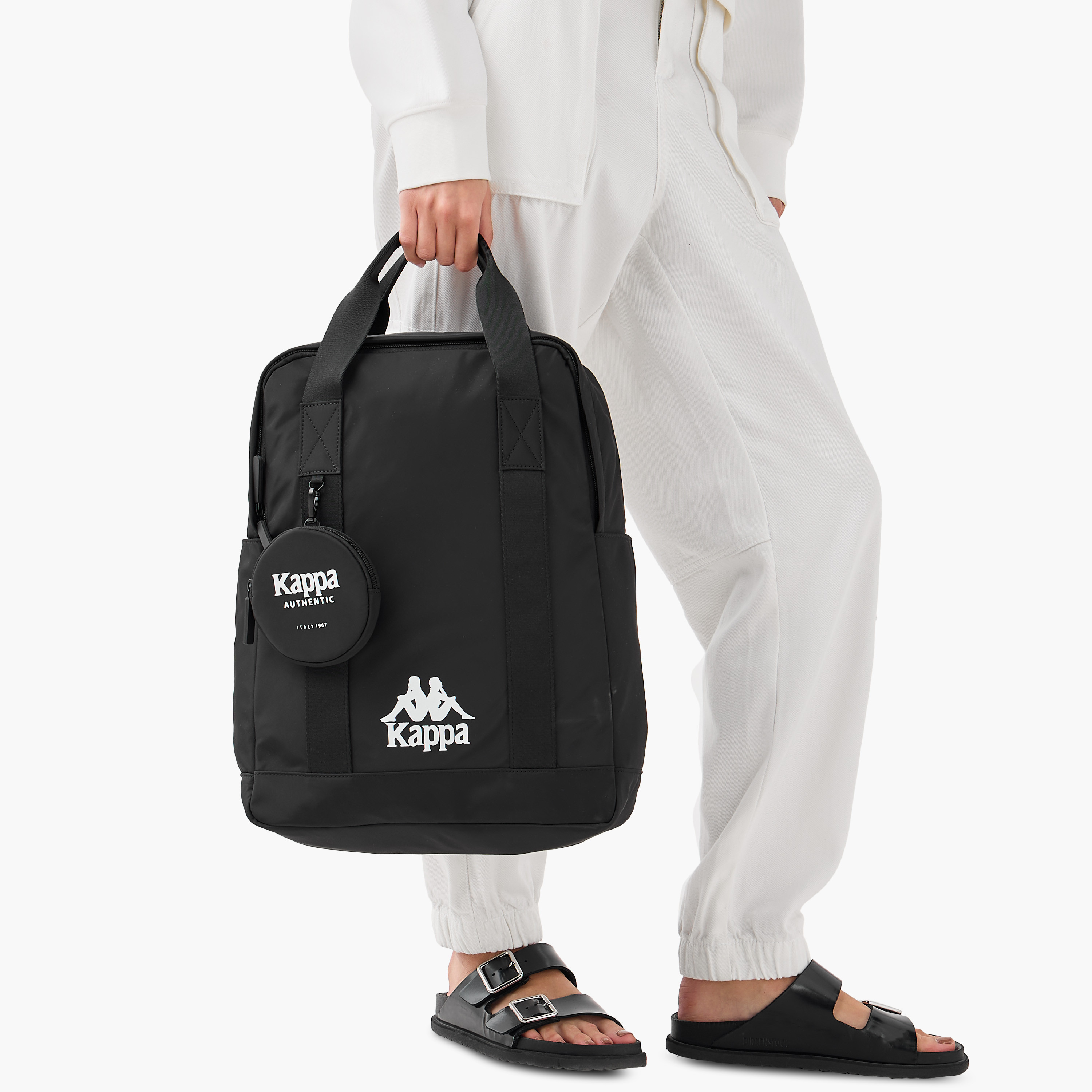 Kappa Logo Print Backpack with Adjustable Shoulder Straps and Pouch - 31.5x14x45 cm-women-bagsandwallets-backpacks-image-9