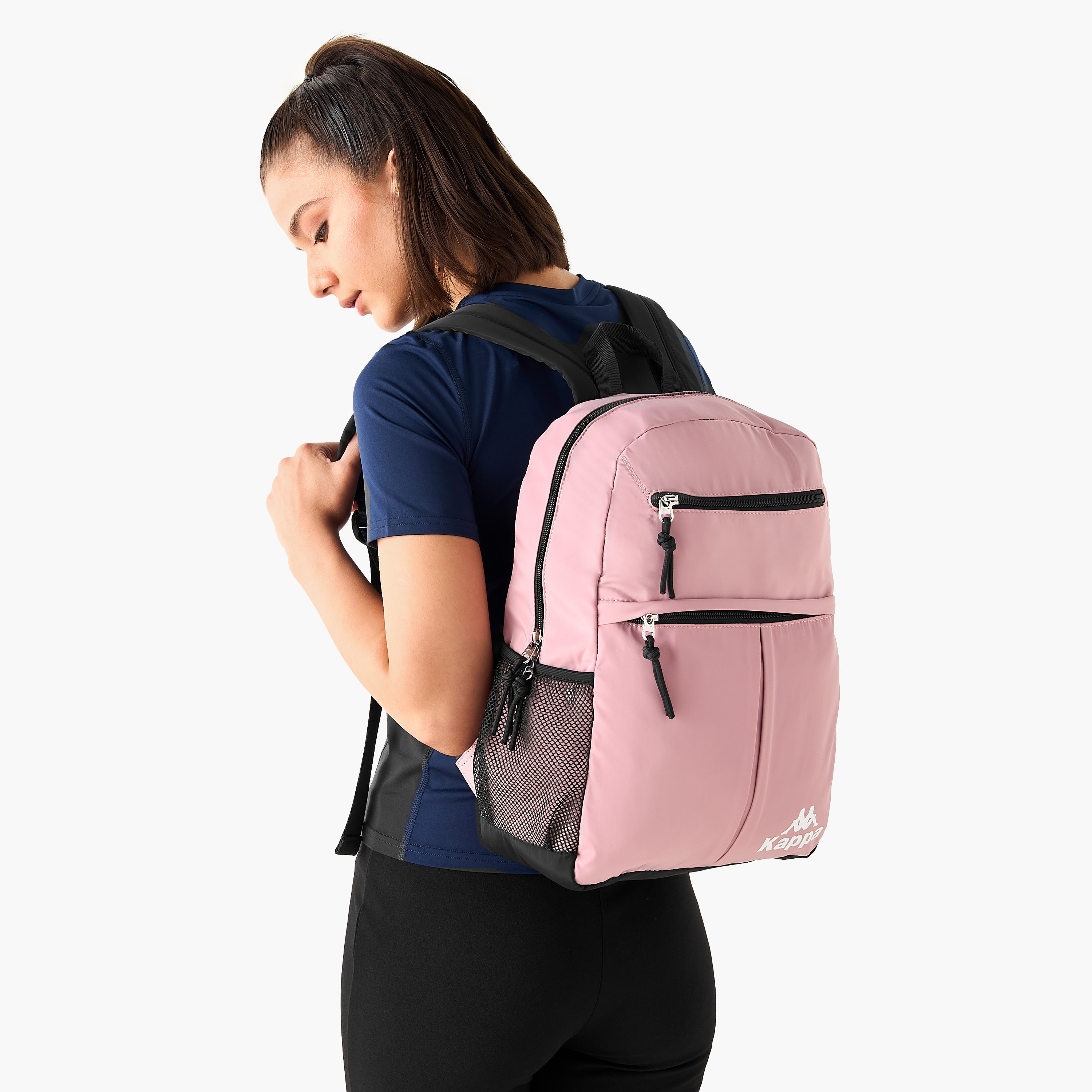 Kappa Logo Print Backpack with Adjustable Shoulder Straps - 27x14x42 cm-women-bagsandwallets-backpacks-image-2