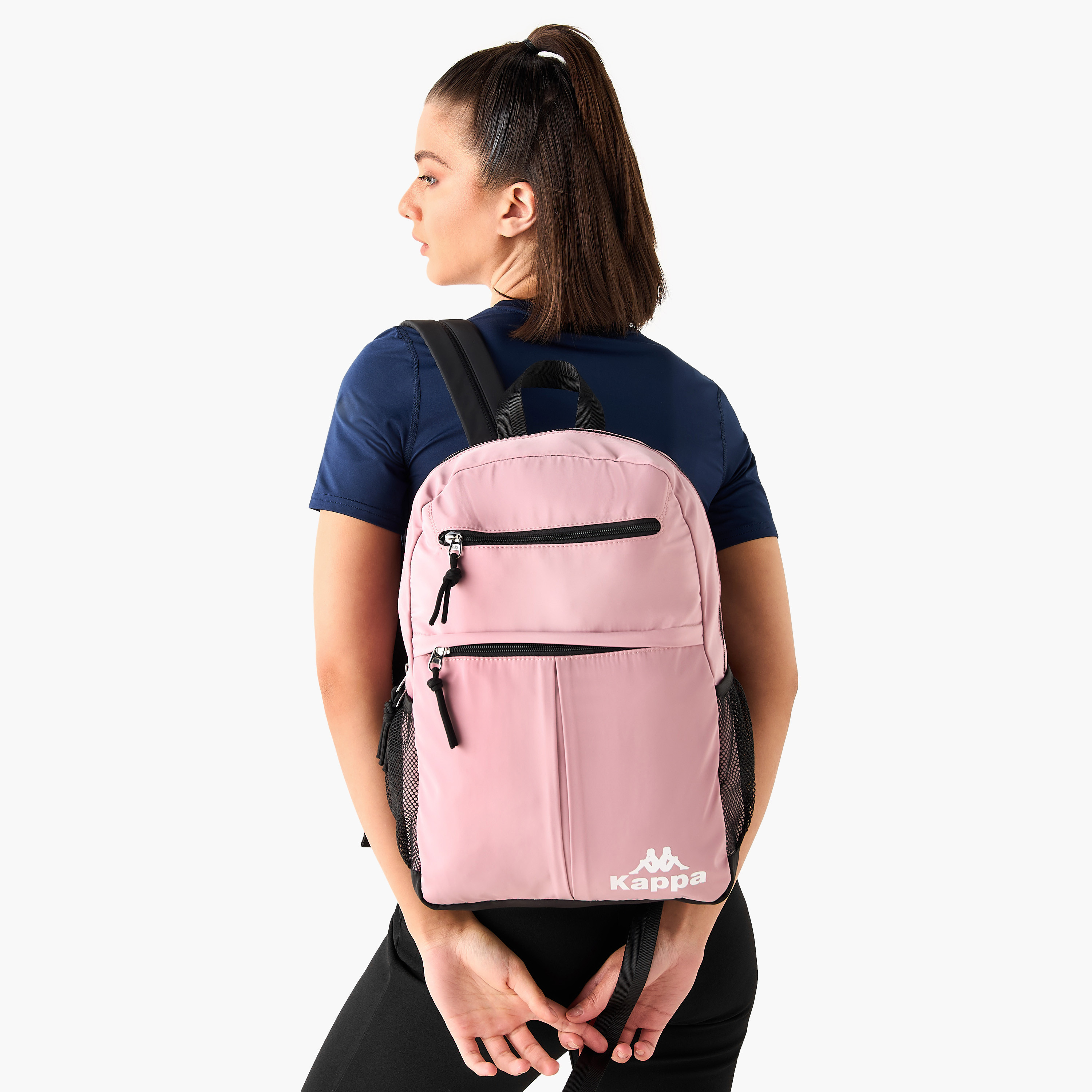 Kappa Logo Print Backpack with Adjustable Shoulder Straps - 27x14x42 cm-women-bagsandwallets-backpacks-image-8