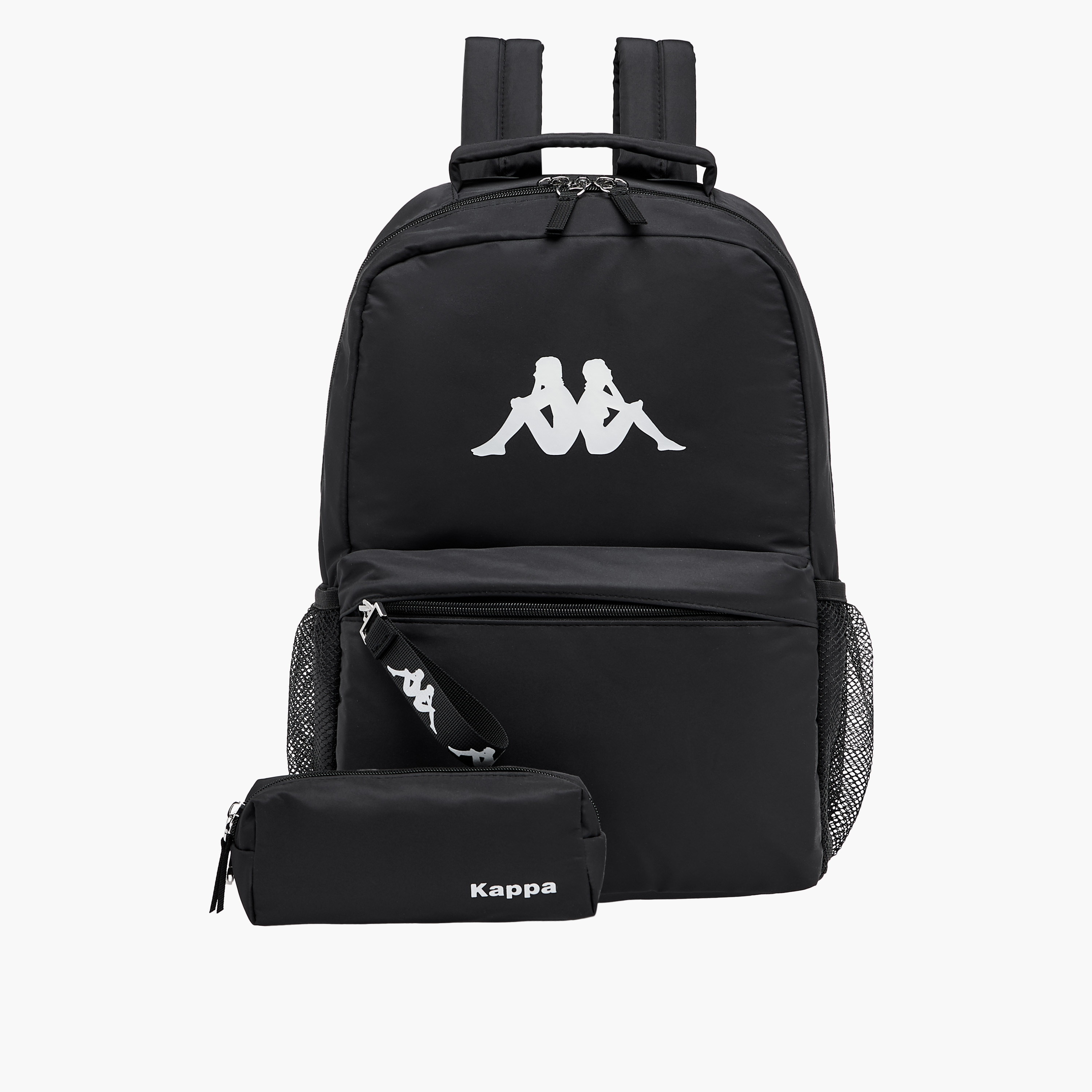 Kappa Logo Print Backpack with Adjustable Shoulder Straps and Pouch - 28x14x36 cm-women-bagsandwallets-backpacks-image-1