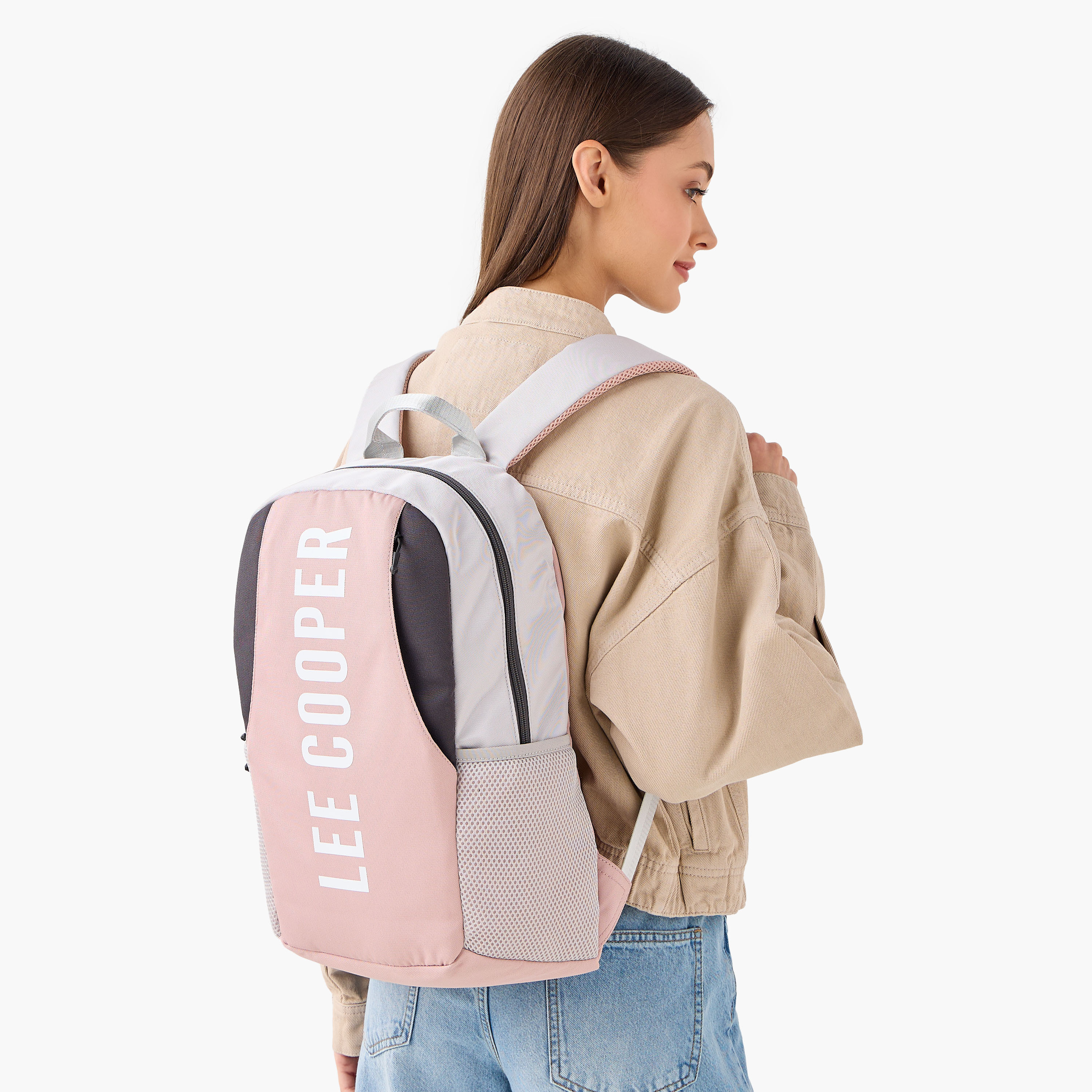 Lee Cooper Print Backpack with Adjustable Shoulder Straps and Zip Closure - 28x13.5x43 cm-women-bagsandwallets-backpacks-image-2