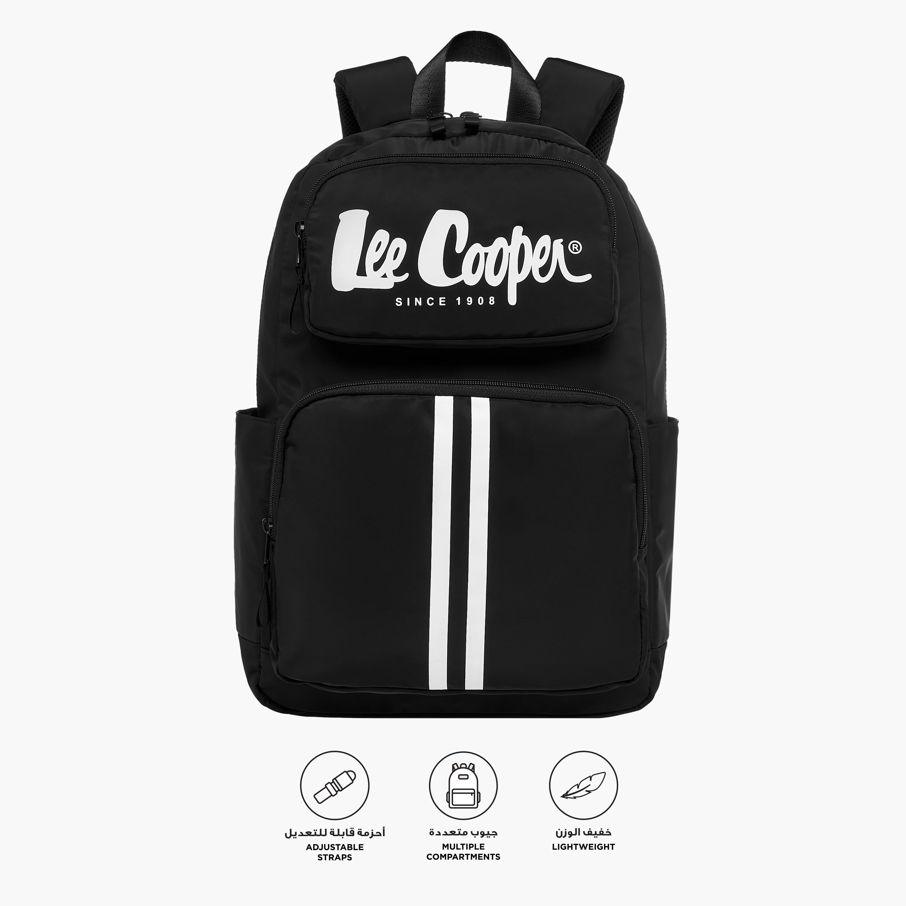 شنطة ظهر بأحزمة كتف قابلة للتعديل وطبعات الشعار من لي كوبر - 28x13.5x44 سم-women-bagsandwallets-backpacks-image-3