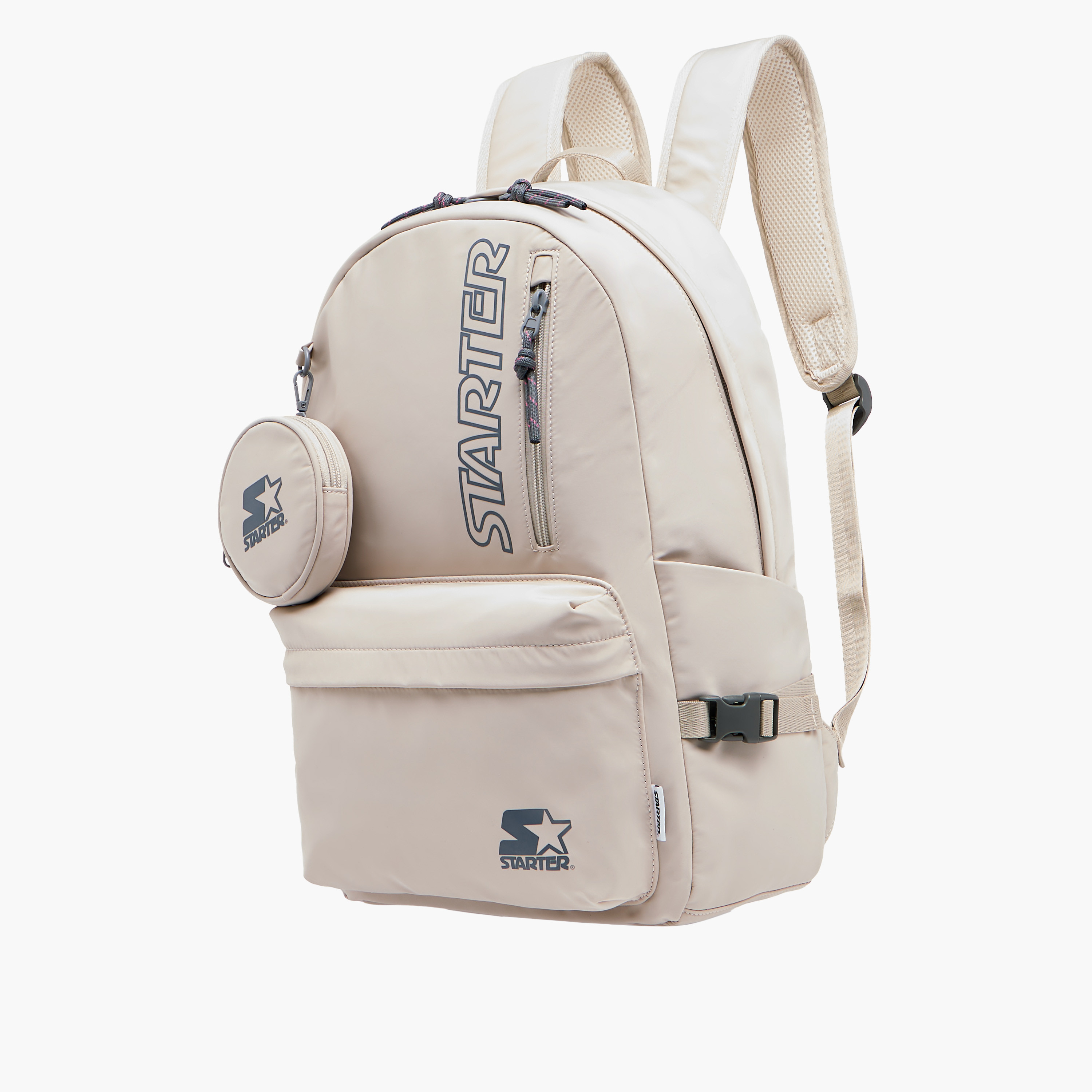 Starter Logo Print Backpack with Adjustable Shoulder Straps and Pouch - 28x13x42 cm-women-bagsandwallets-backpacks-image-4