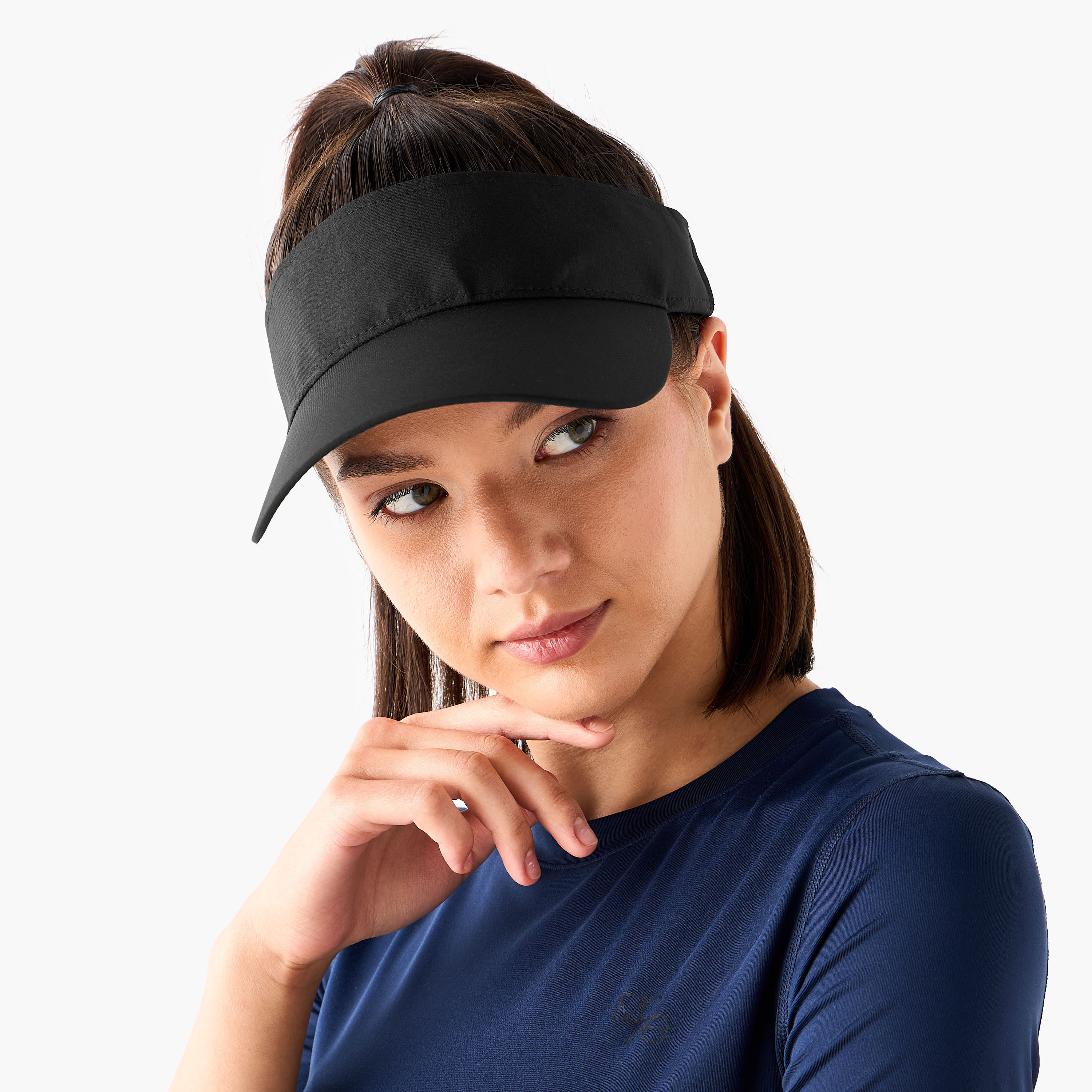 Stitch Detail Visor Cap with Elasticated Strap-women-clothingaccessories-capsandhats-image-2