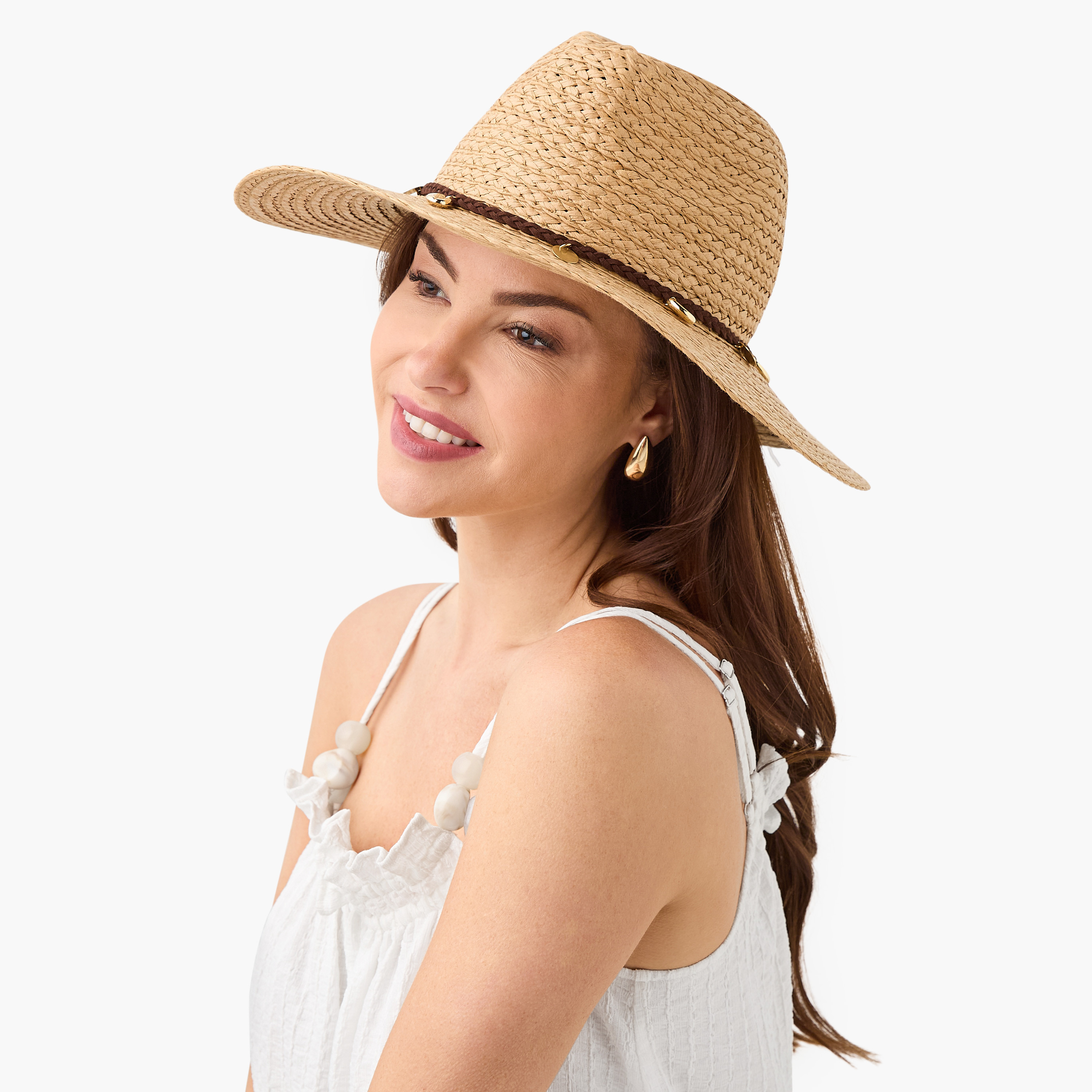 طاقية شاطئ بتفاصيل تقليم ضفائر-women-clothingaccessories-capsandhats-image-2