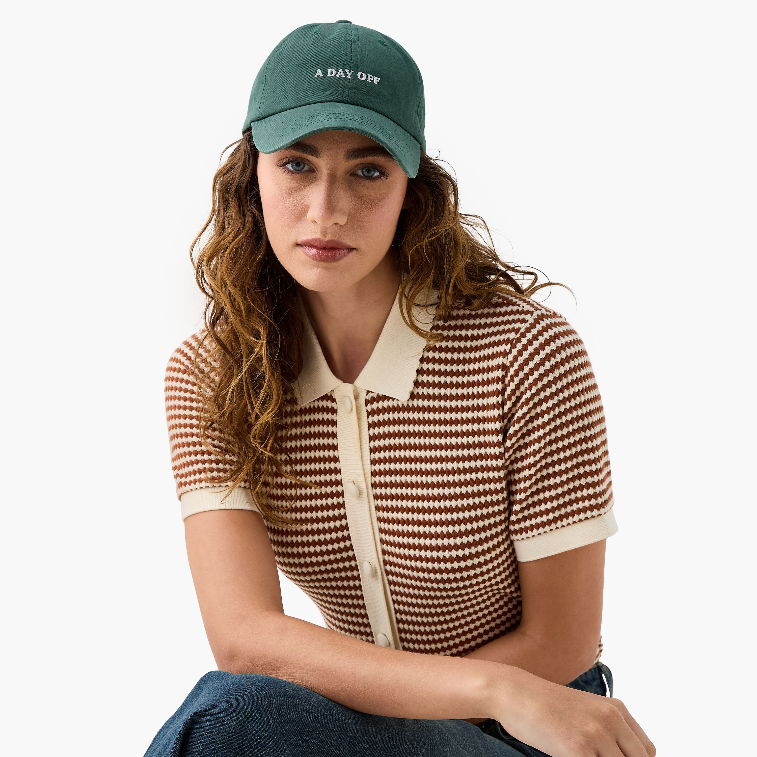 Slogan Embroidered Baseball Cap with Hook and Loop Strap Closure-women-winterwear-capsandhats-image-2