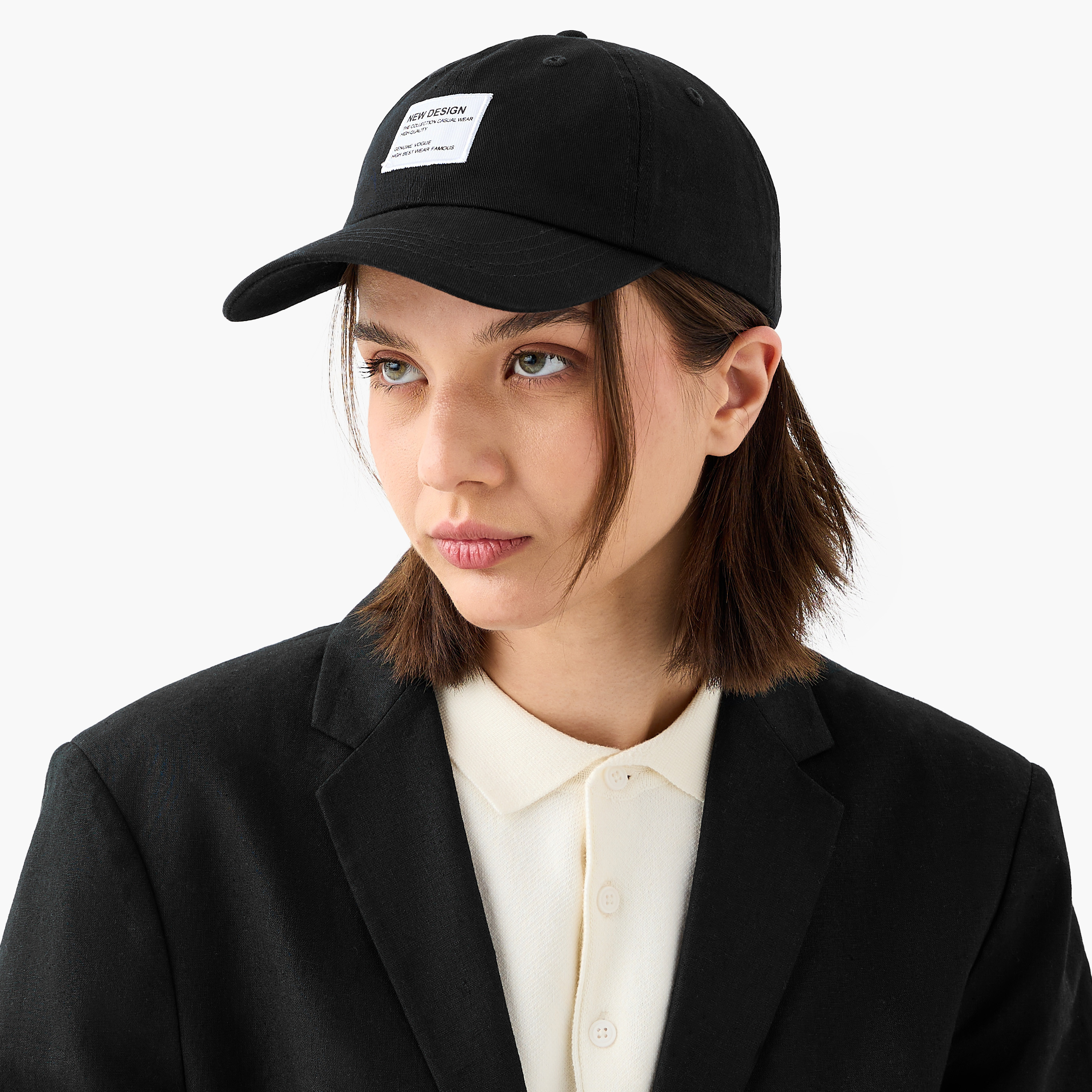 Patch Detail Cap with Buckled Strap Closure-women-clothingaccessories-capsandhats-image-2