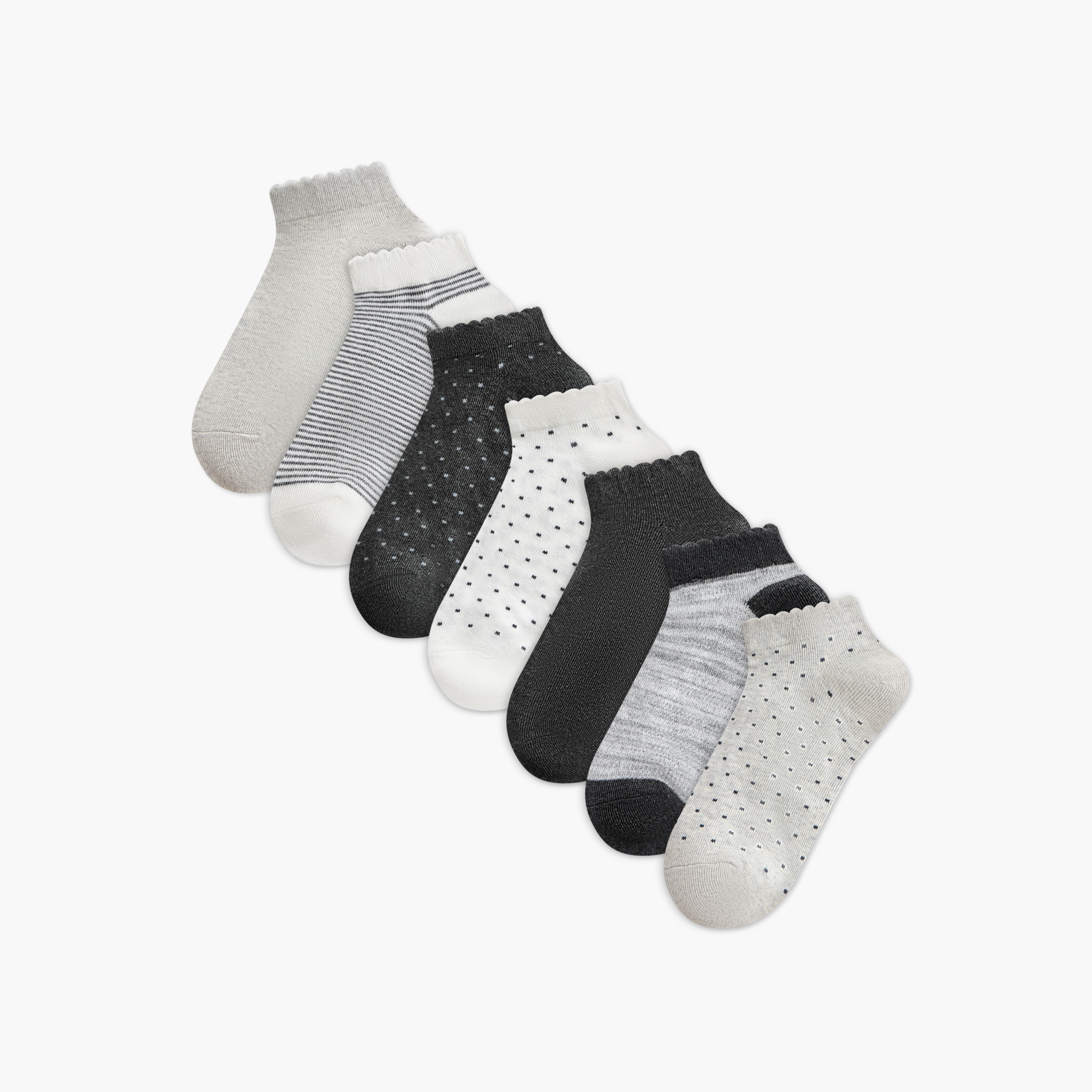 Set of 7 - Printed Trainer Socks with Antibacterial Protection-women-socksandstockings-image-1
