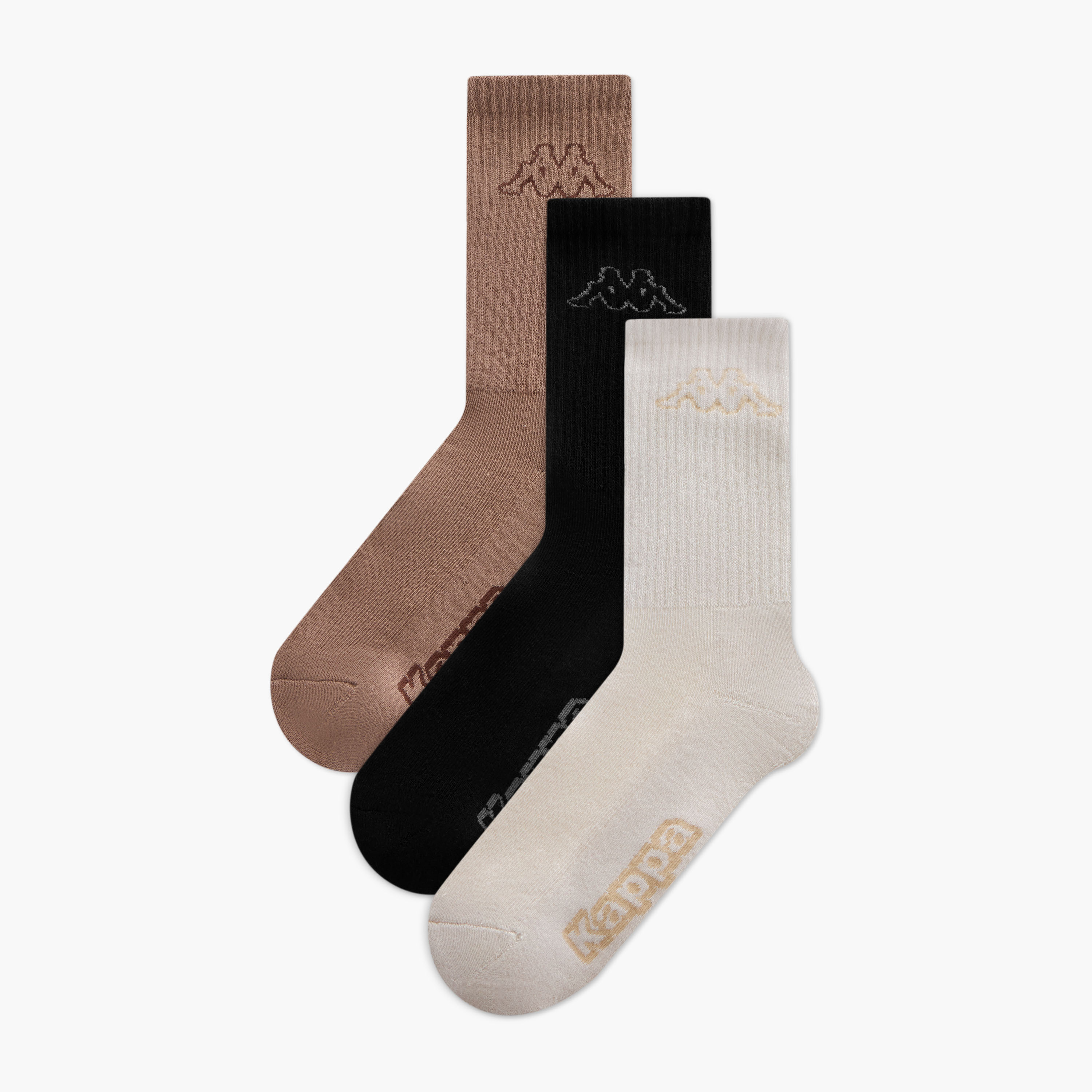 Set of 3 - Kappa Logo Detail Crew Length Socks with Antibacterial Protection-women-socksandstockings-image-1