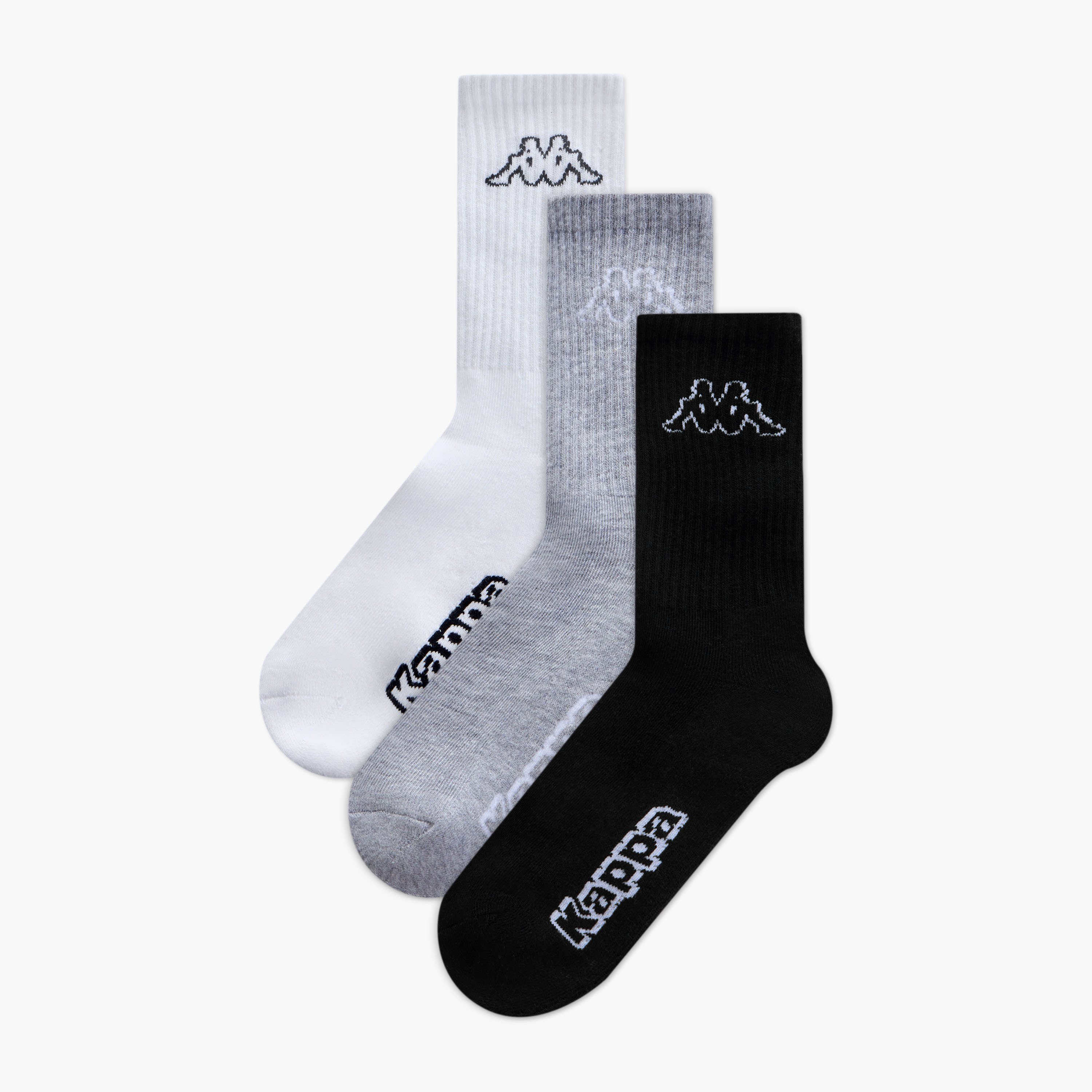Set of 3 - Kappa Logo Detail Crew Length Socks with Antibacterial Protection-women-socksandstockings-image-1