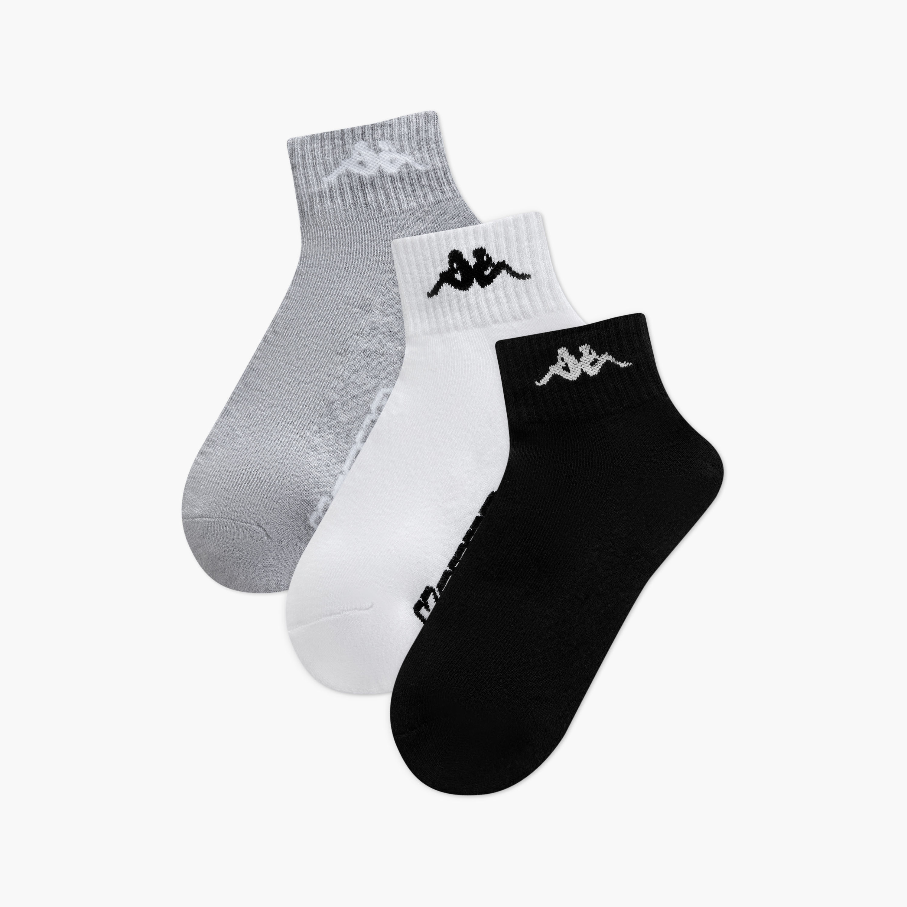 Set of 3 - Kappa Logo Print Ankle Length Socks with Antibacterial Protection-women-socksandstockings-image-1