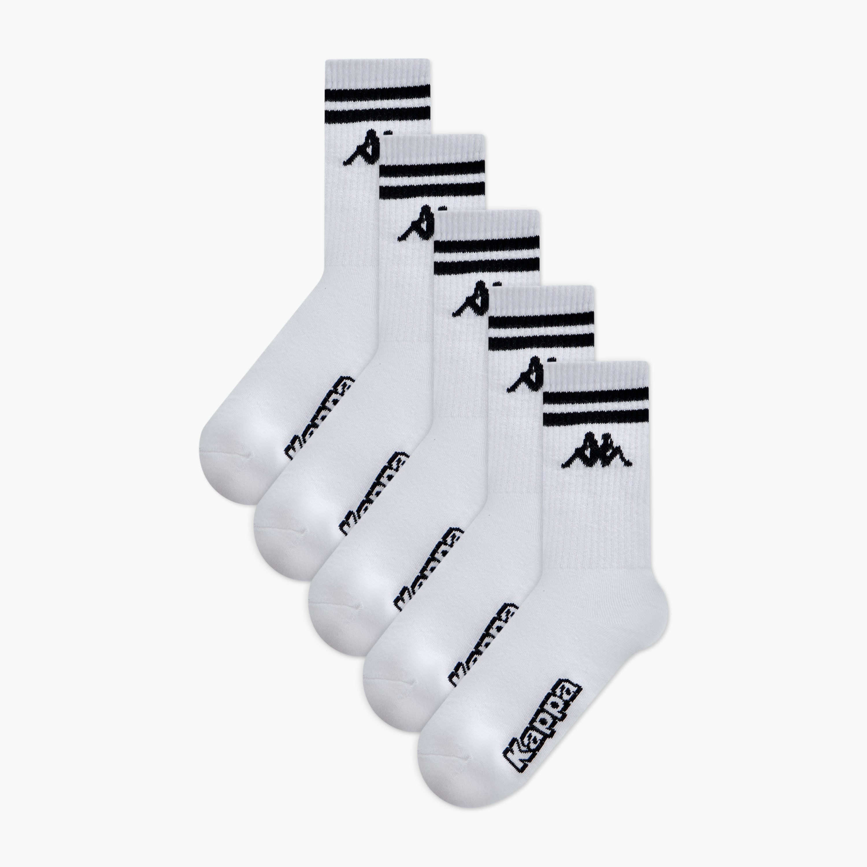 Set of 5 - Kappa Logo Detail Crew Length Socks with Antibacterial Protection-women-socksandstockings-image-1