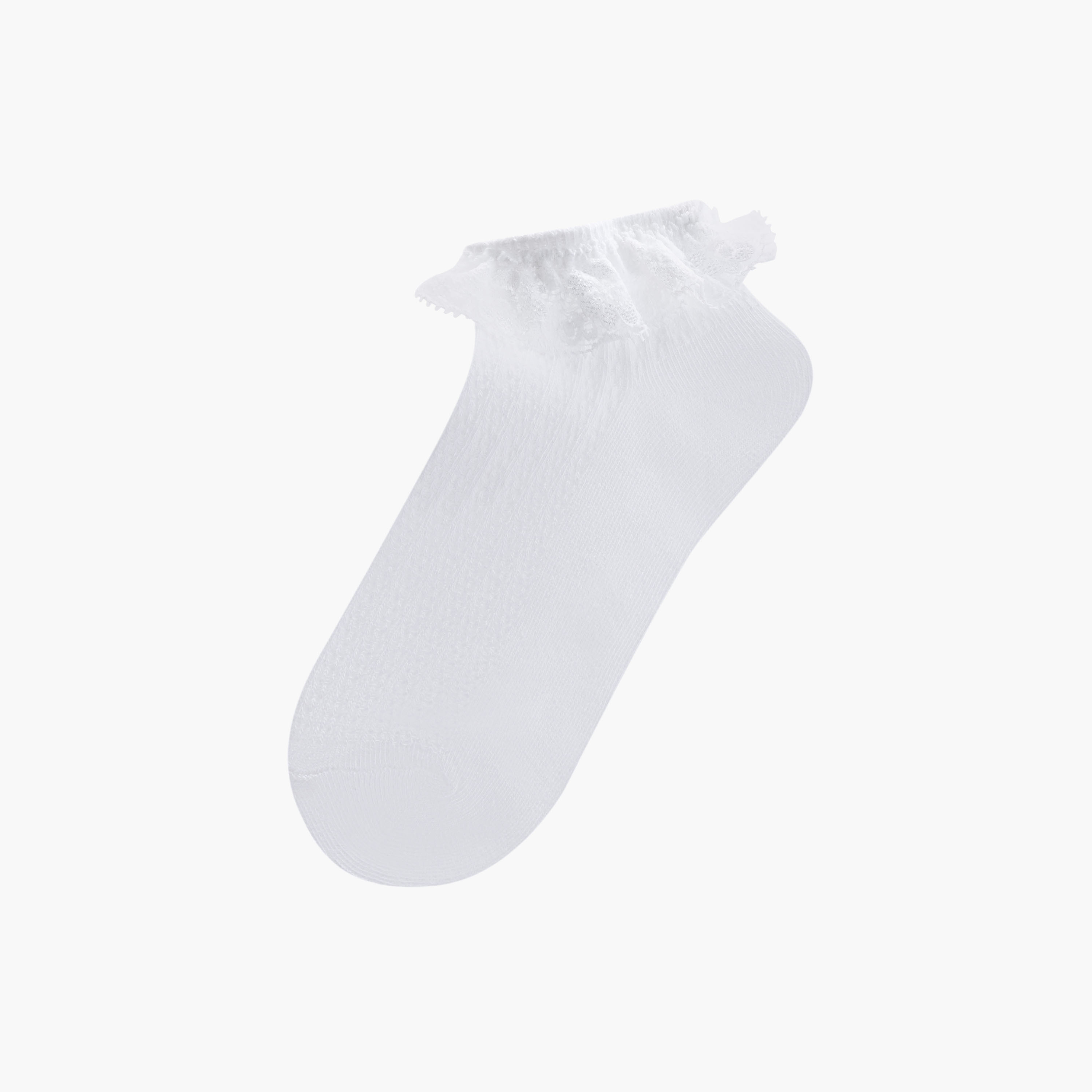 Set of 3 - Lace Trim Ankle Length Socks with Antibacterial Protection-women-socksandstockings-image-2