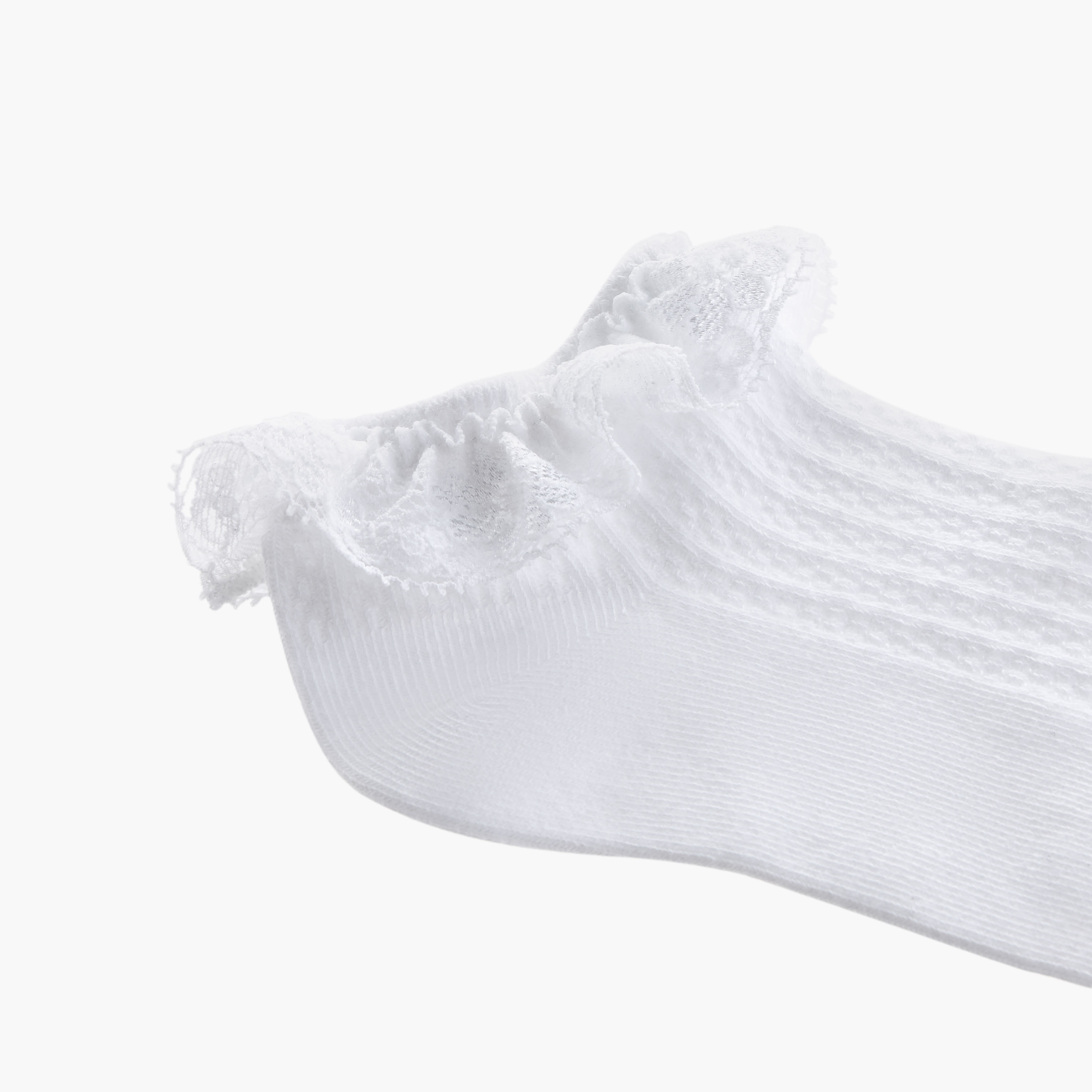 Set of 3 - Lace Trim Ankle Length Socks with Antibacterial Protection-women-socksandstockings-image-5