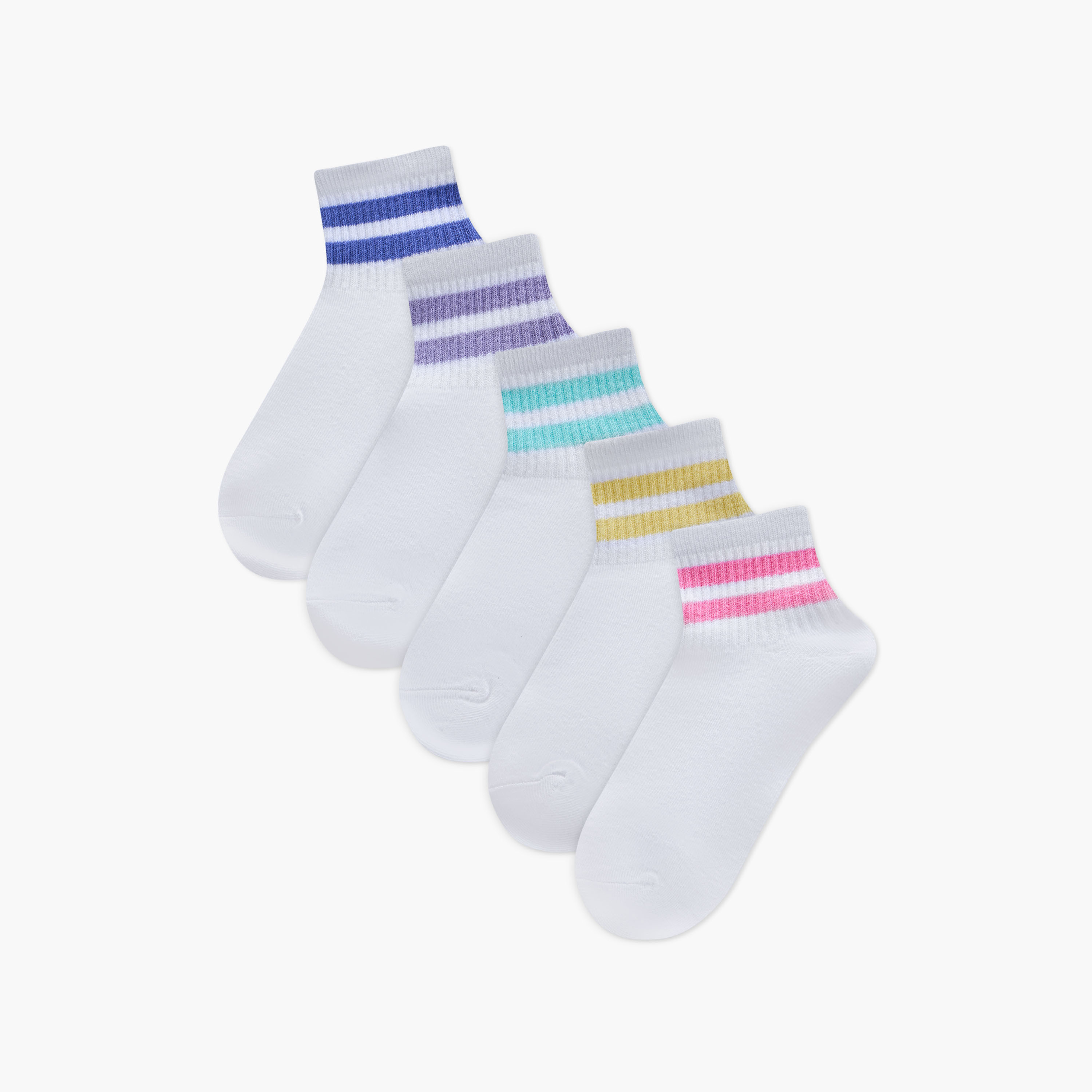 طقم جوارب مقلّمة 5 أزواج بطول متوسط وحماية من البكتيريا -women-socksandstockings-image-1