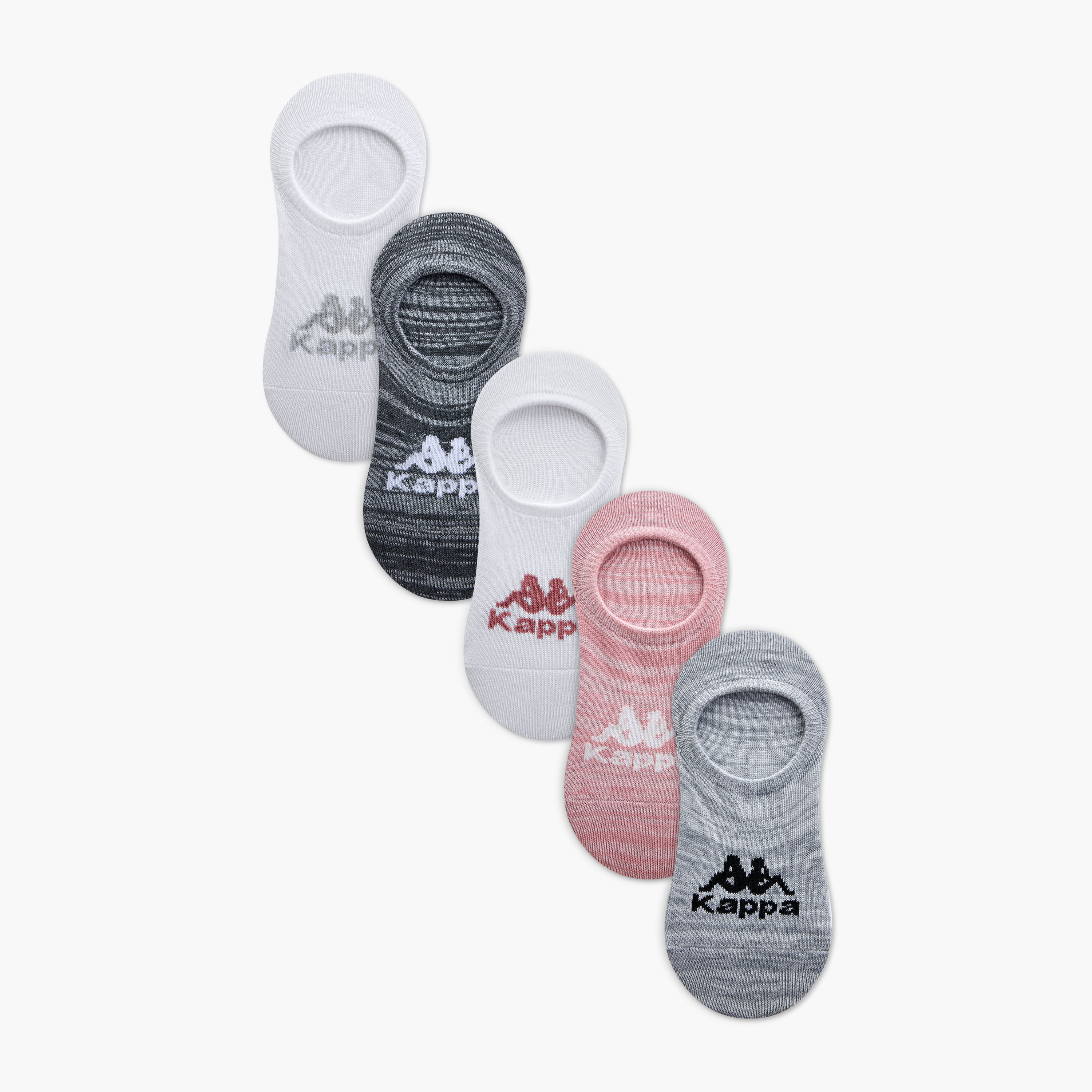Set of 5 - Kappa Logo Print Invisible Socks with Antibacterial Protection-women-socksandstockings-image-1