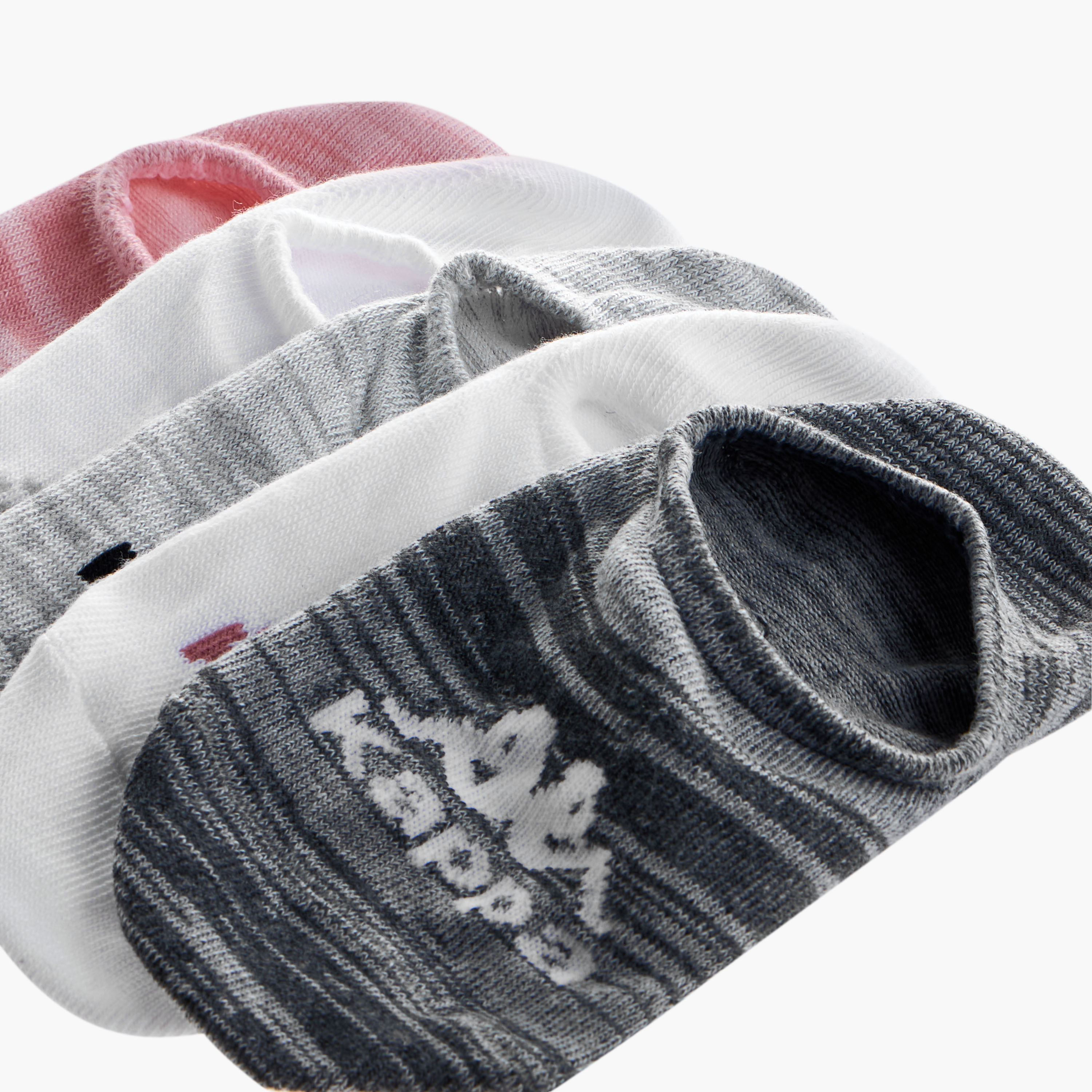 Set of 5 - Kappa Logo Print Invisible Socks with Antibacterial Protection-women-socksandstockings-image-3
