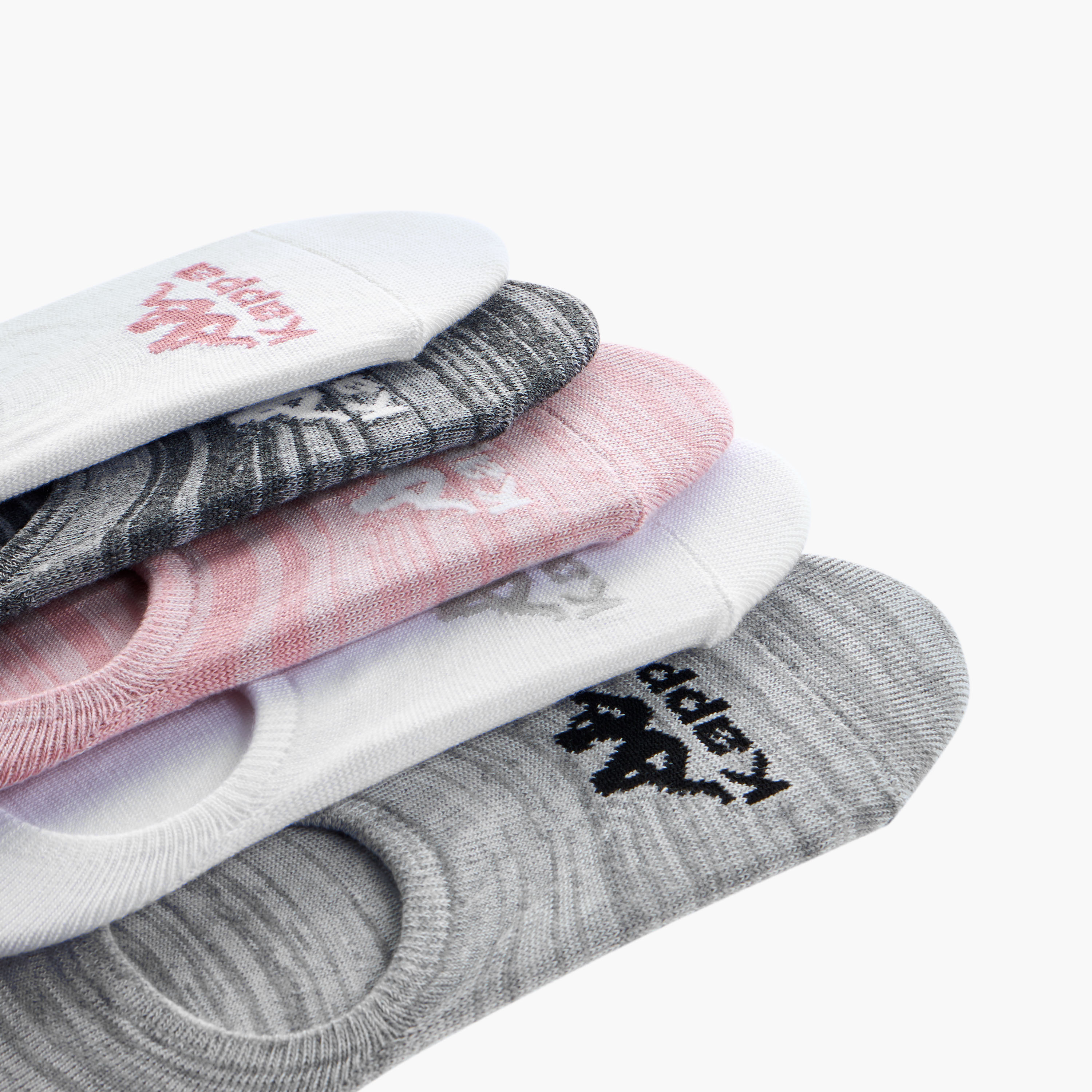 Set of 5 - Kappa Logo Print Invisible Socks with Antibacterial Protection-women-socksandstockings-image-4