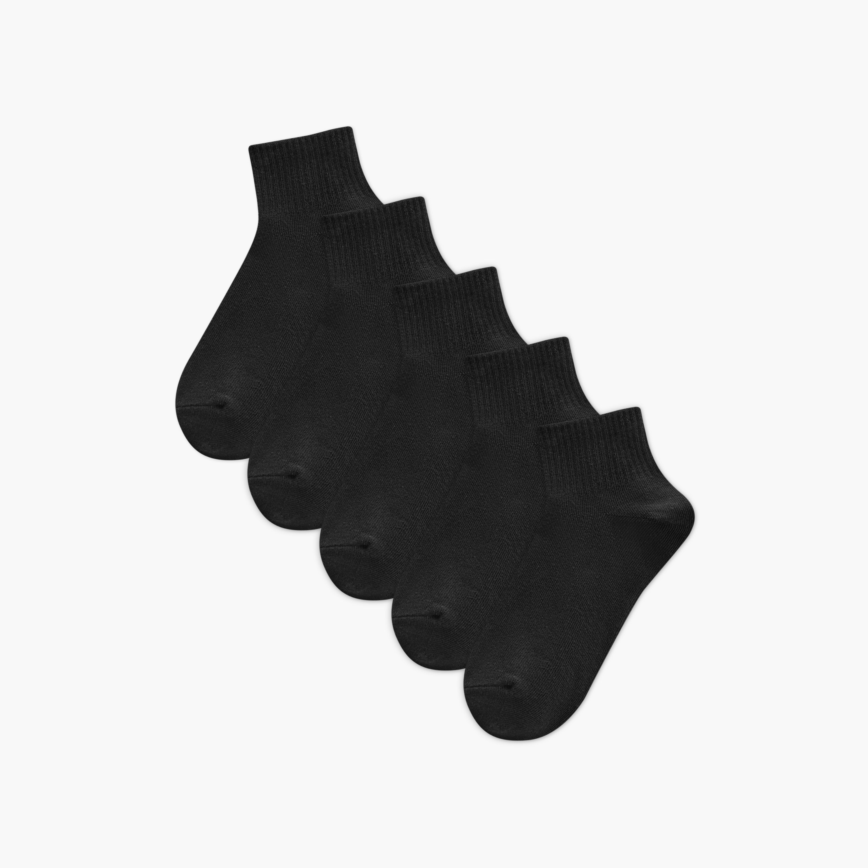 Set of 5 - Ribbed Quarter Crew Length Socks with Antibacterial Protection-women-socksandstockings-image-1