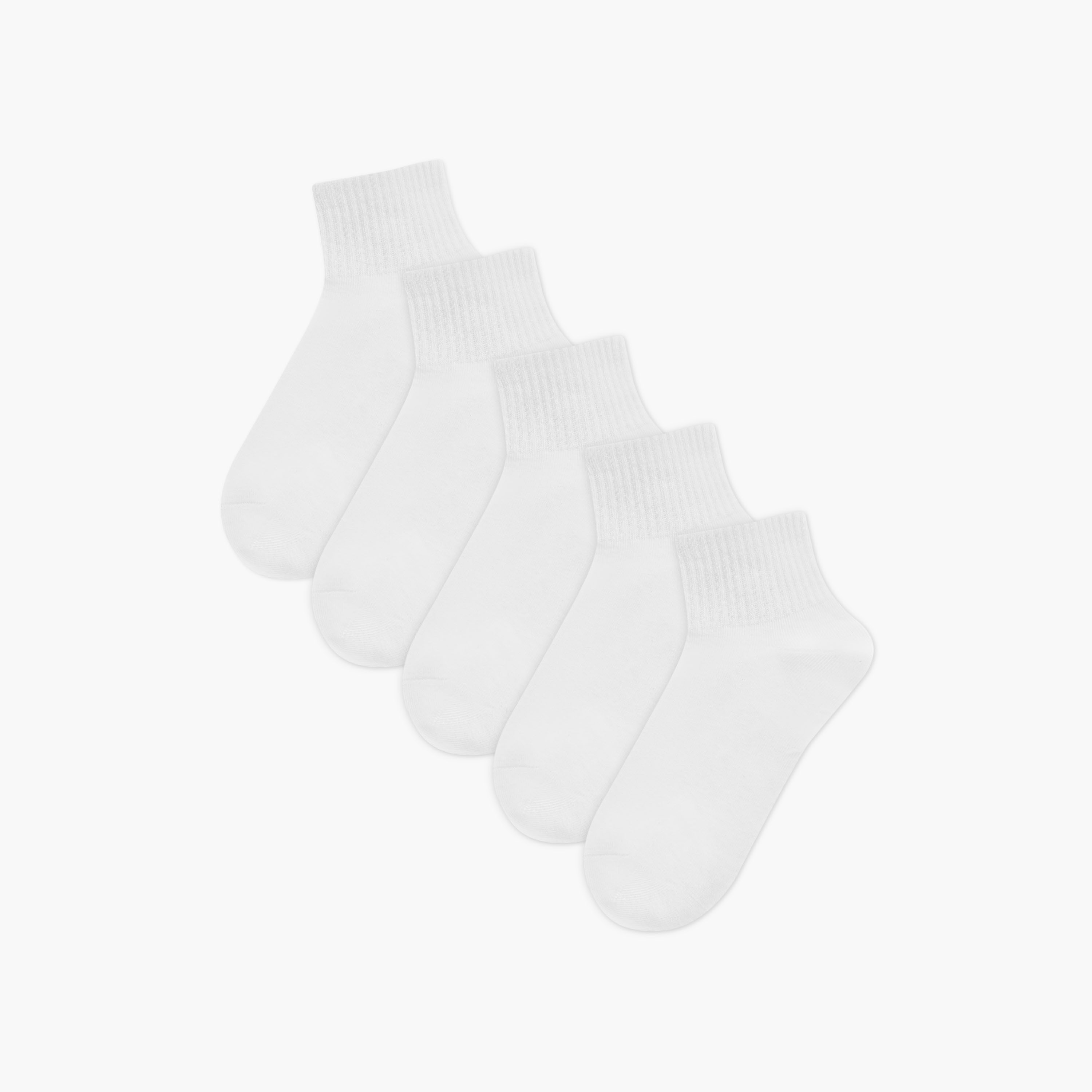 Set of 5 - Ribbed Quarter Crew Length Socks with Antibacterial Protection-women-socksandstockings-image-1