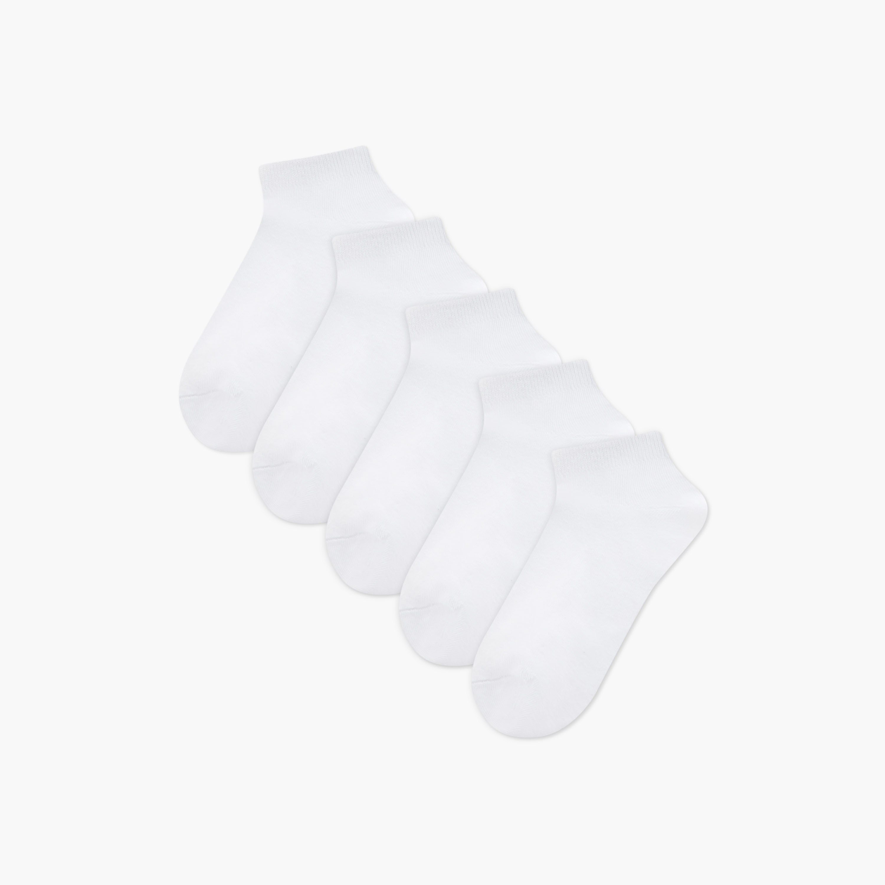 Set of 5 - Ribbed Ankle Length Socks with Antibacterial Protection-women-socksandstockings-image-1
