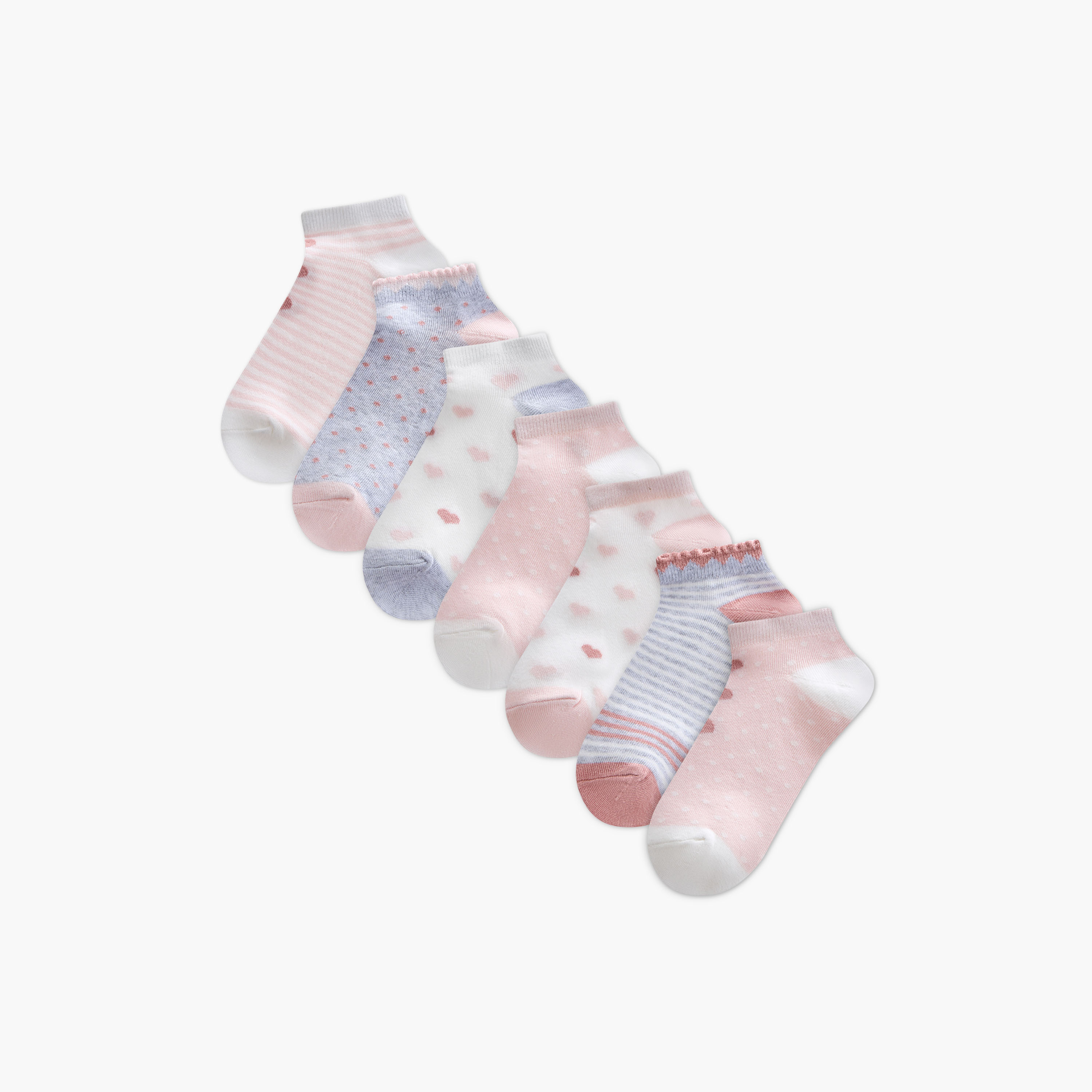 Set of 7 - Printed Trainer Socks with Antibacterial Protection-women-socksandstockings-image-1