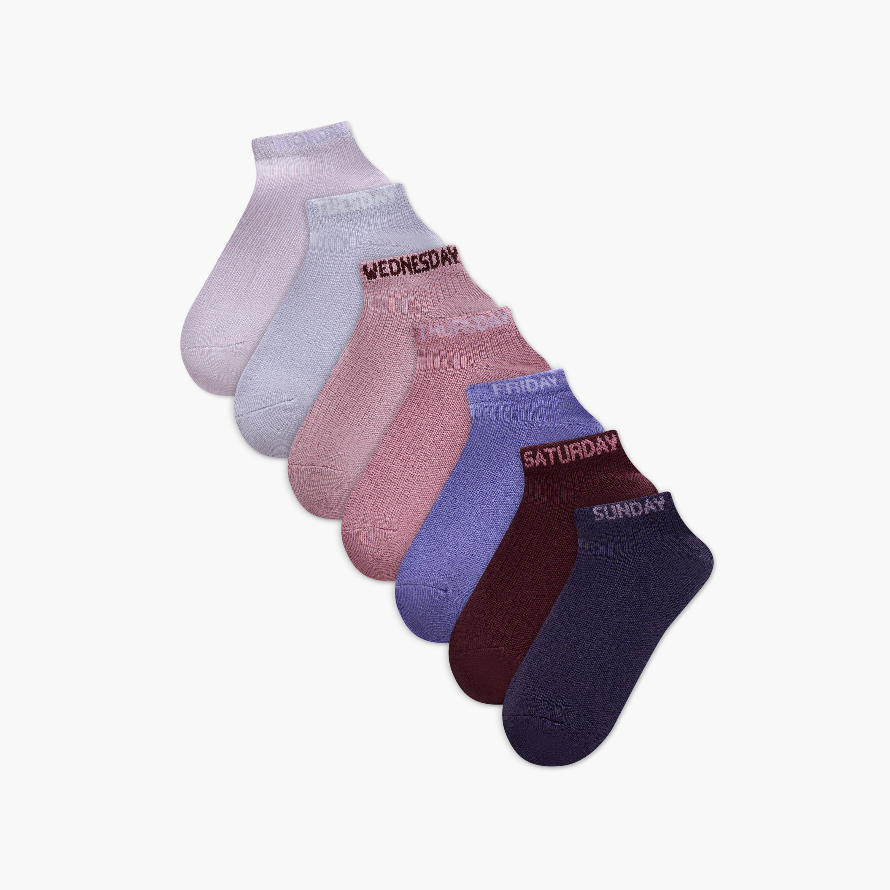 طقم جوارب 7 أزواج متنوعة بطول الكاحل وحماية من البكتيريا -women-socksandstockings-image-1