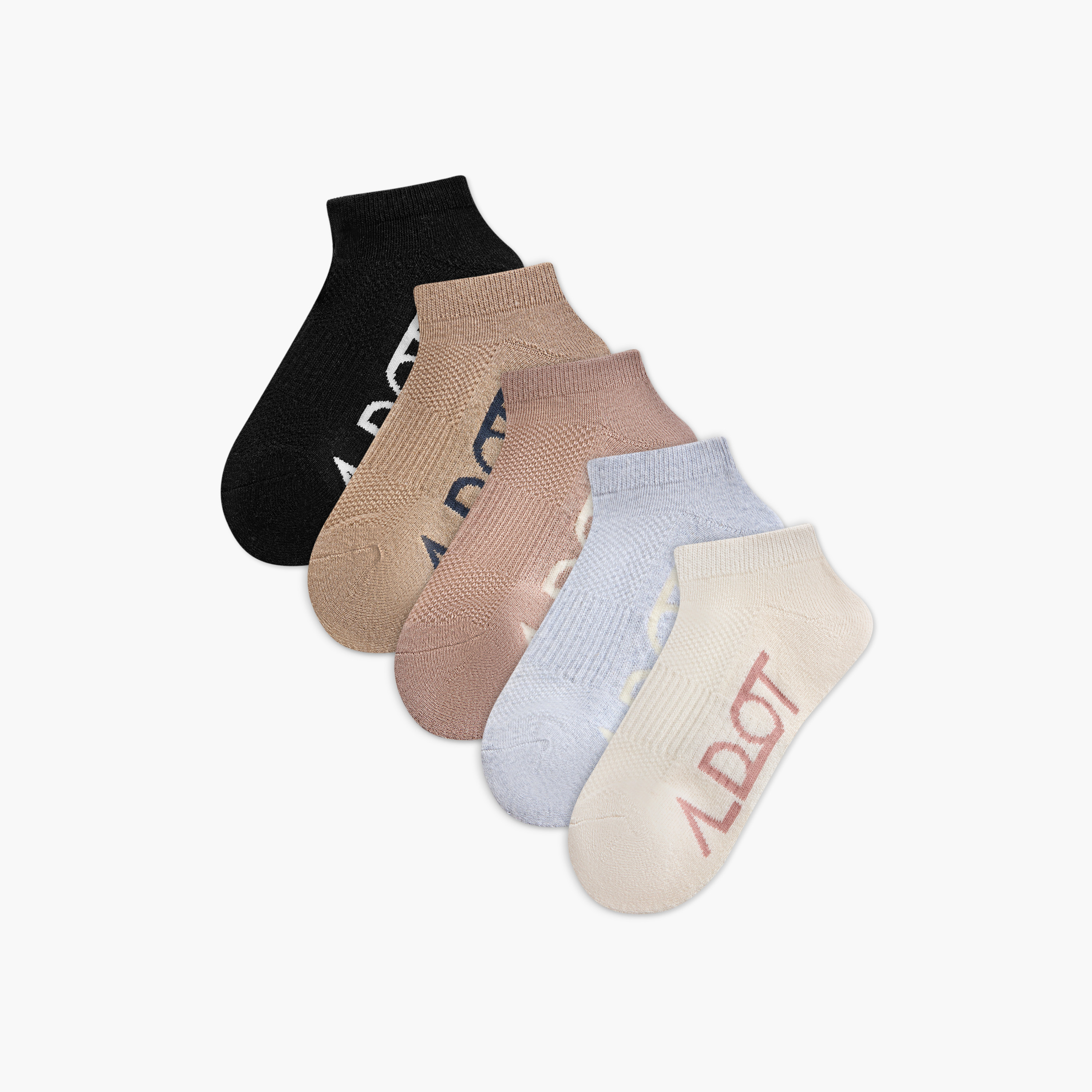 Set of 5 - Adot Terry Trainer Sports Socks with Antibacterial Protection-women-socksandstockings-image-1