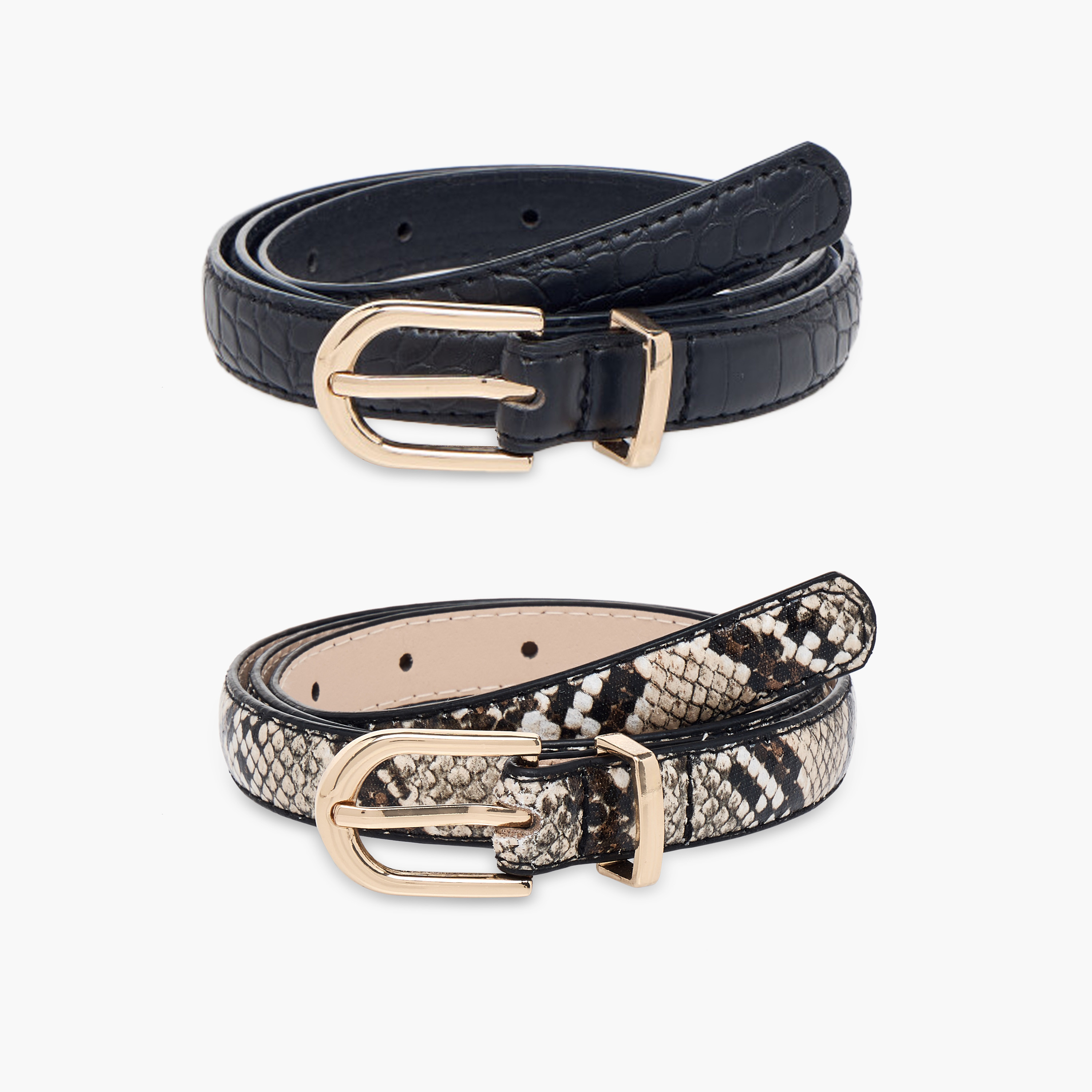 Set of 2 - Snake Print Belt with Pin Buckle Closure-women-clothingaccessories-belts-image-3