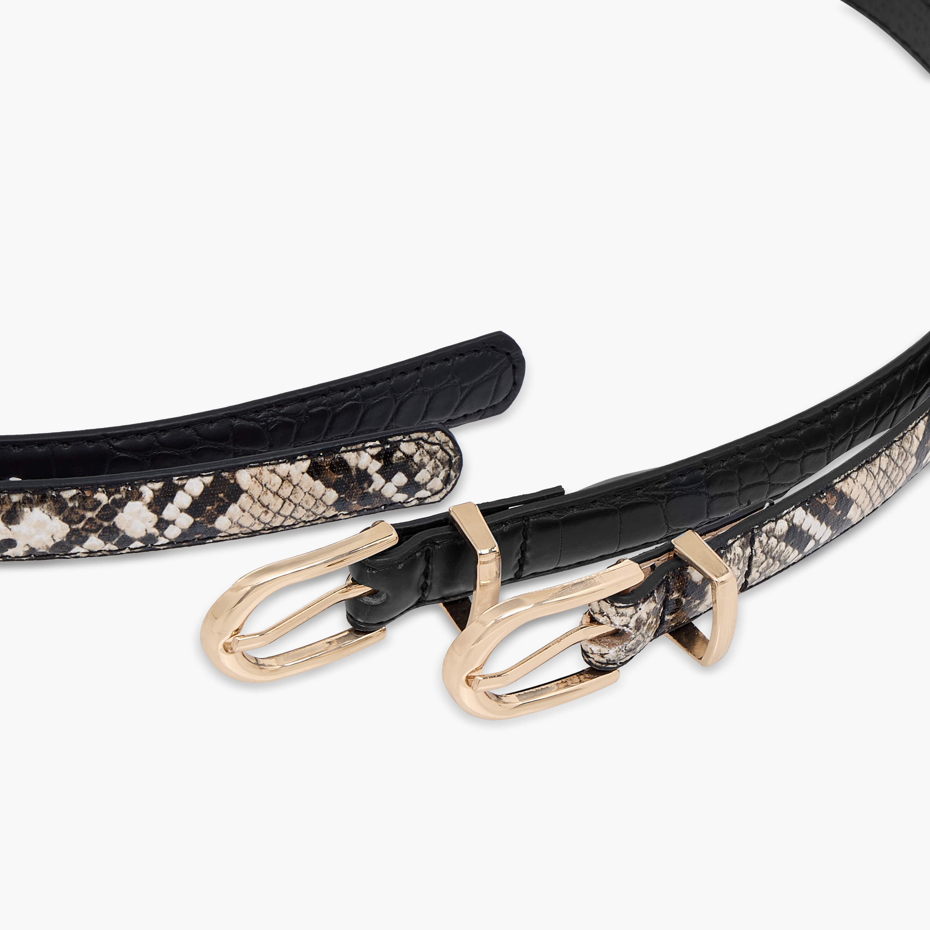 Set of 2 - Snake Print Belt with Pin Buckle Closure-women-clothingaccessories-belts-image-5