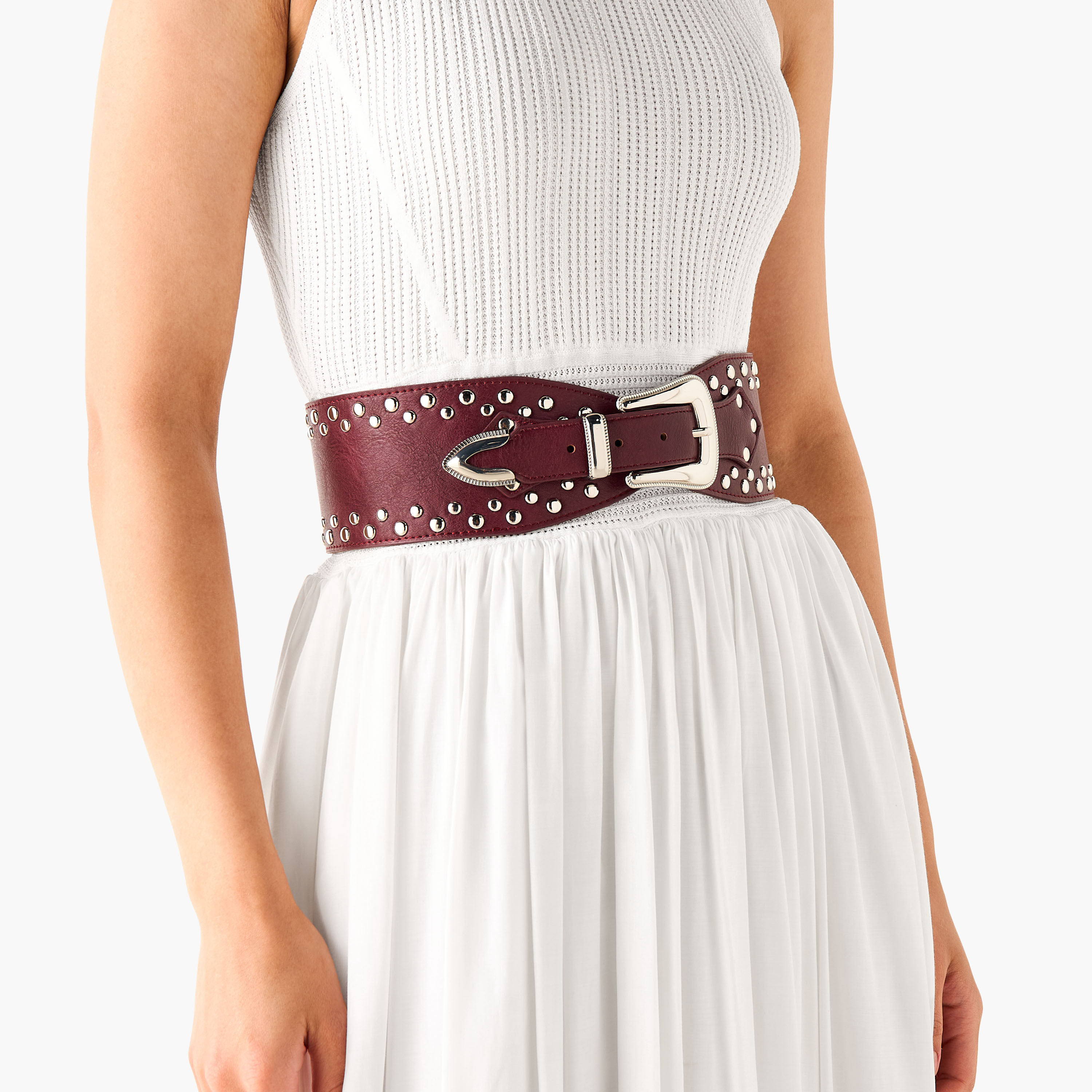 Studded Belt with Pin Buckle Closure-women-clothingaccessories-belts-image-2