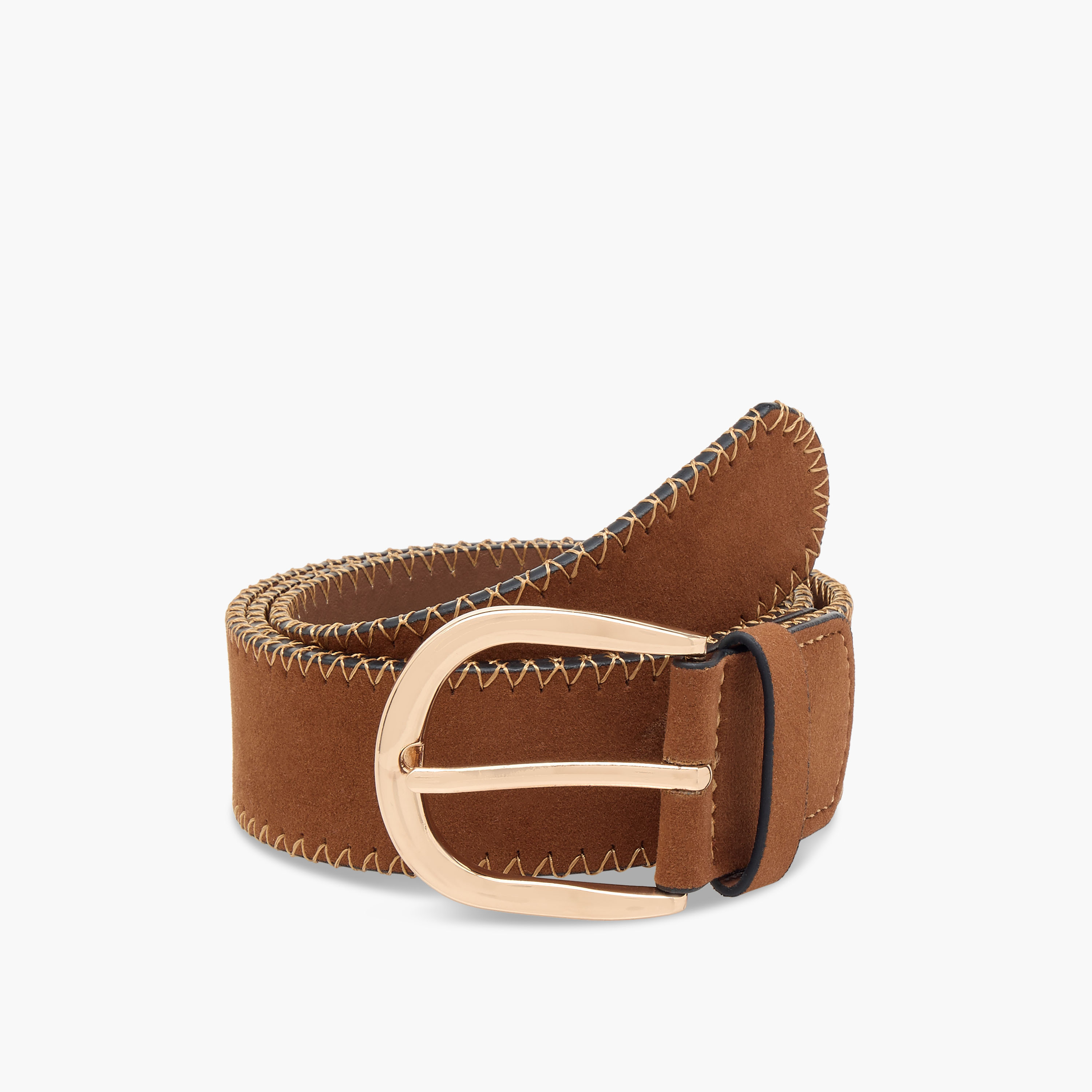 Stitch Detail Suede Belt with Pin Buckle Closure-women-clothingaccessories-belts-image-3