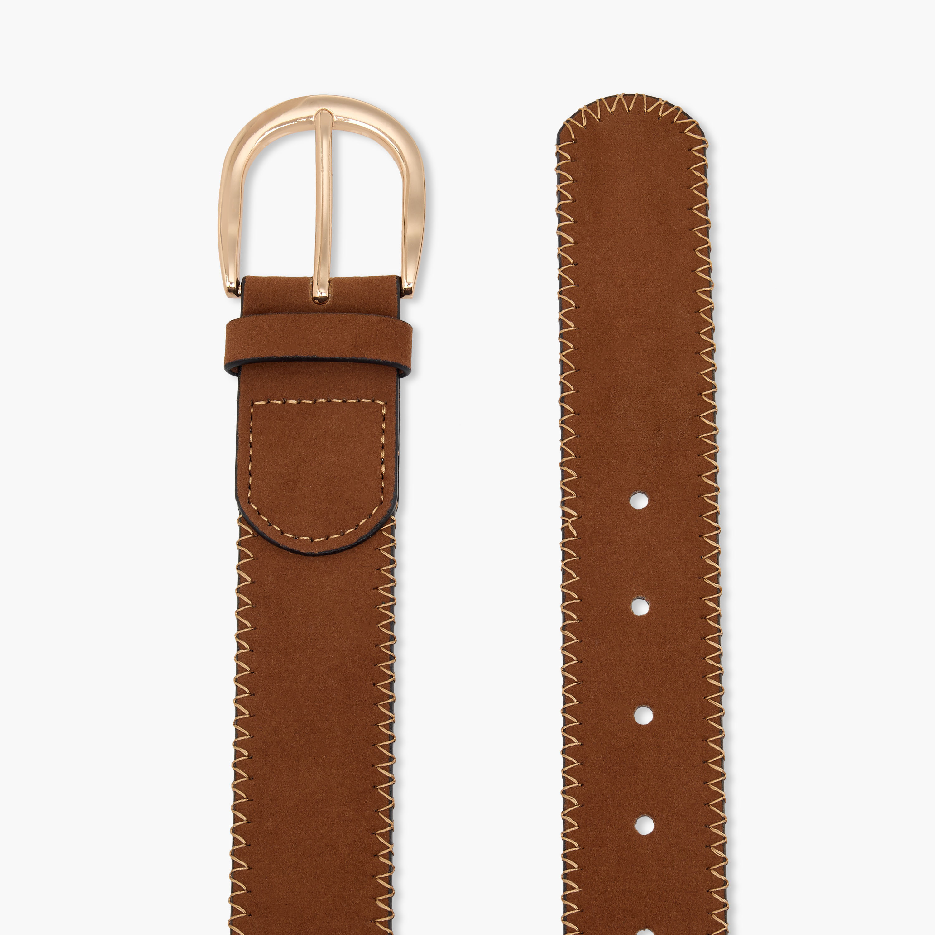 Stitch Detail Suede Belt with Pin Buckle Closure-women-clothingaccessories-belts-image-4